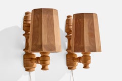 Swedish Designer, Wall Lights, Pine, Sweden, 1980s
