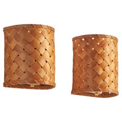 Swedish Designer, Wall Lights, Pine Veneer, Sweden, 1960s