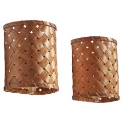 Swedish Designer, Wall Lights, Pine Veneer, Sweden, 1960s