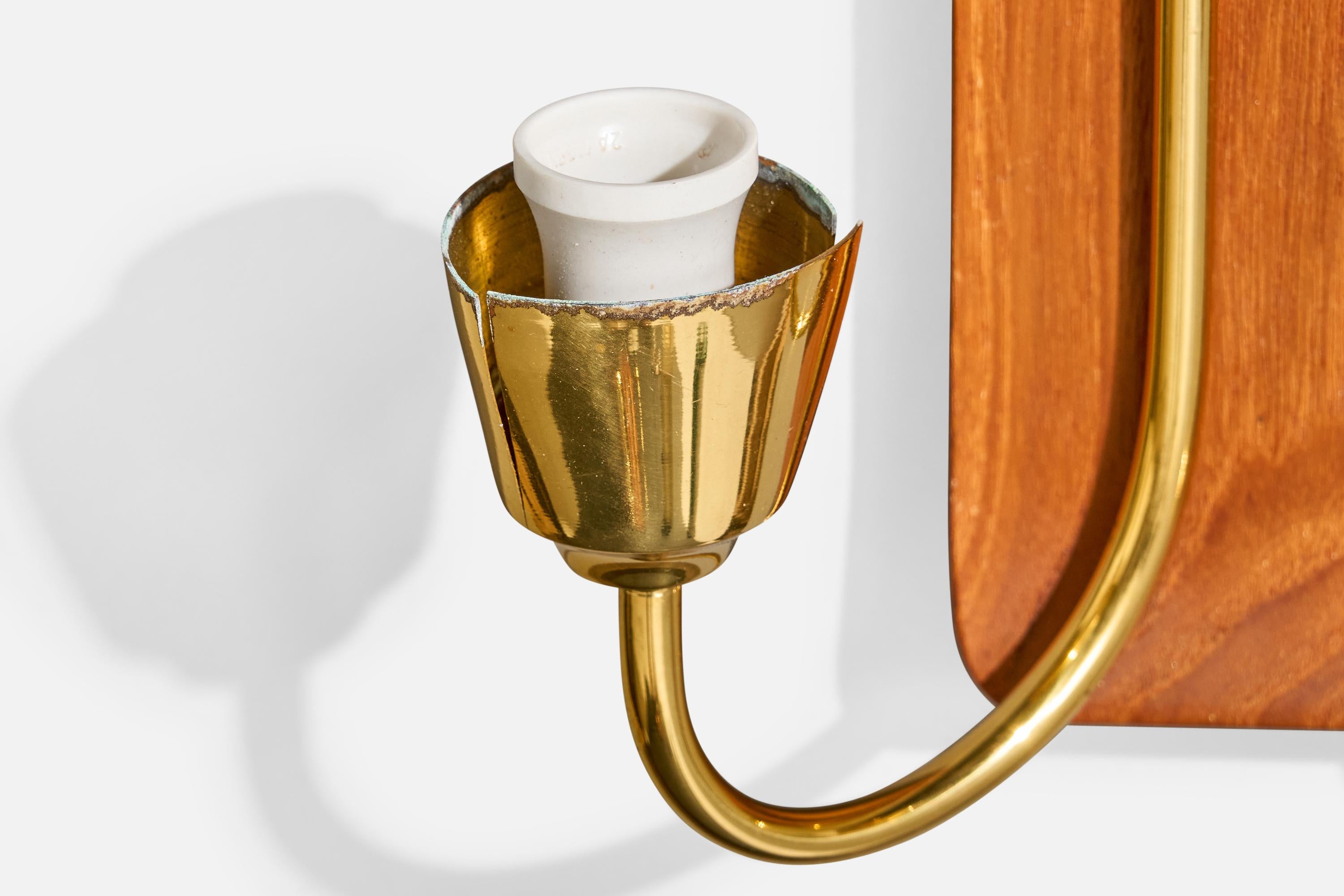 Suédois Design/One, Design-Light, Teck, Laiton, Tissu, Suède, années 1950 en vente