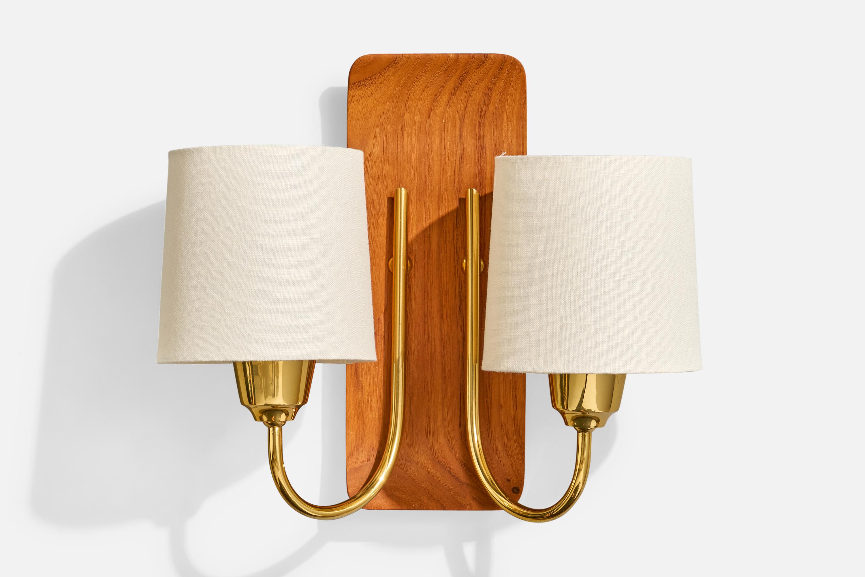 Design/One, Design-Light, Teck, Laiton, Tissu, Suède, années 1950 en vente 1