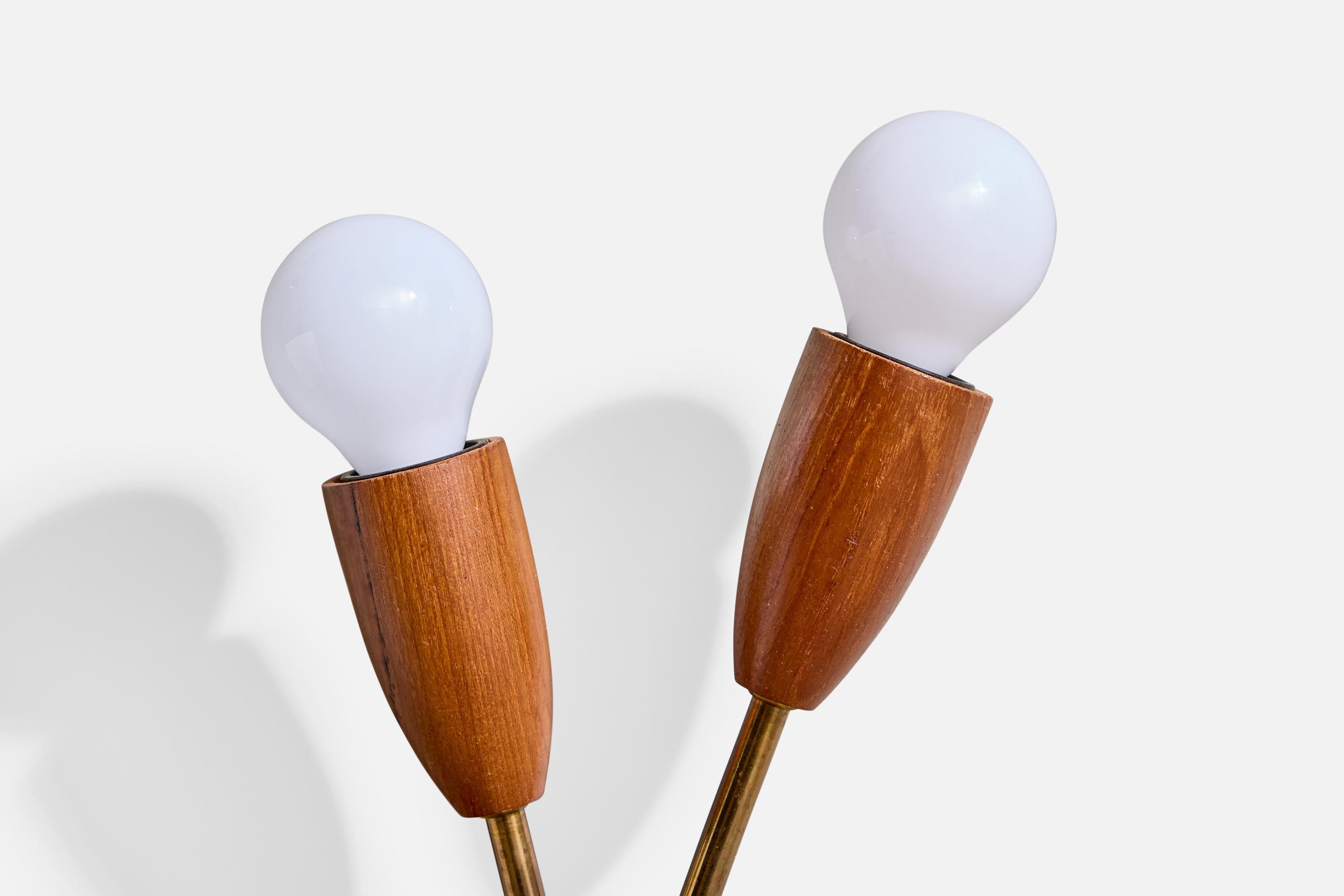 Design/One, Lights, Teck, Laiton, Suède, années 1950 en vente 1