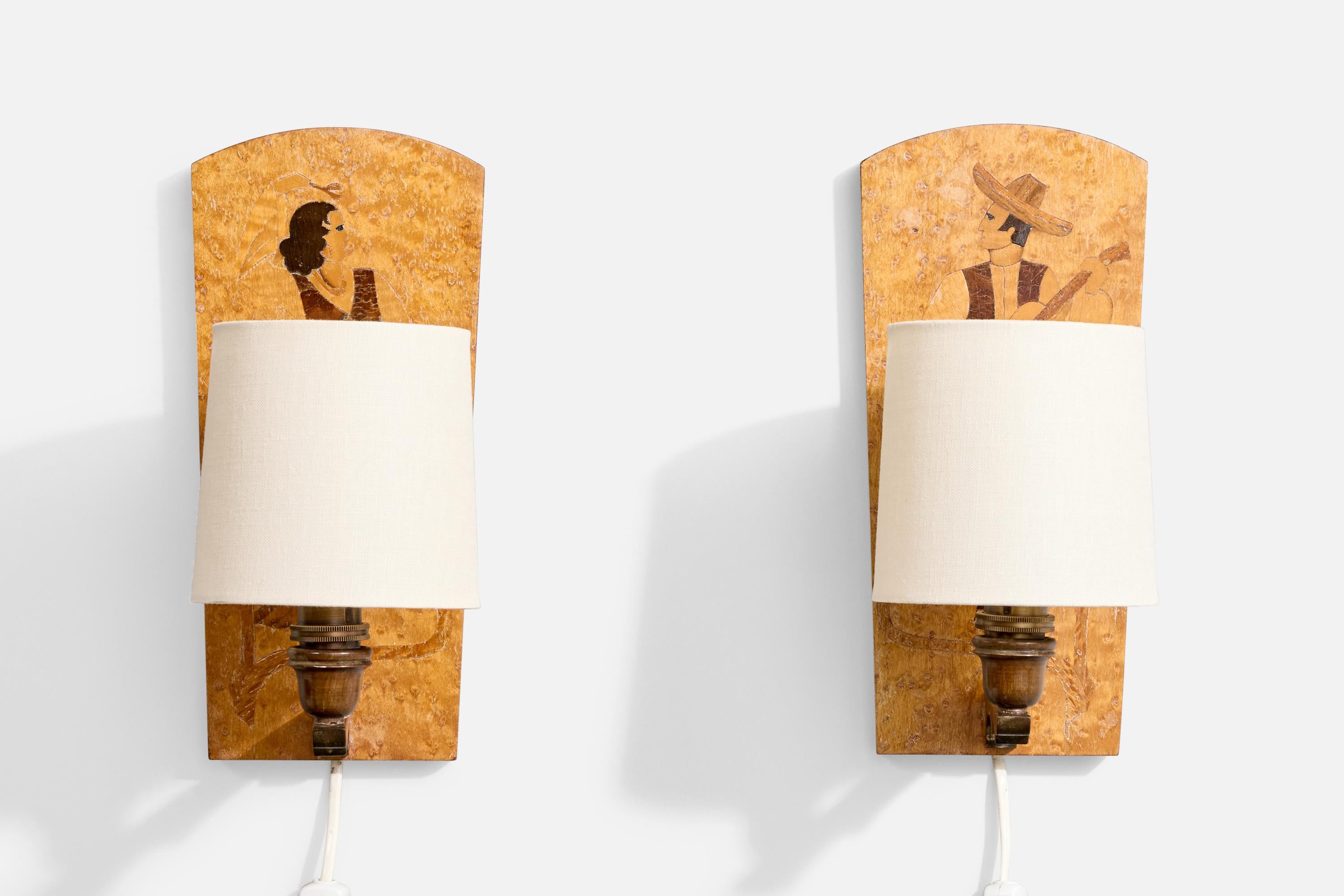 Scandinave moderne Design/One, Design-Light, Wood, Brass, Fabrice, Suède, années 1940 en vente
