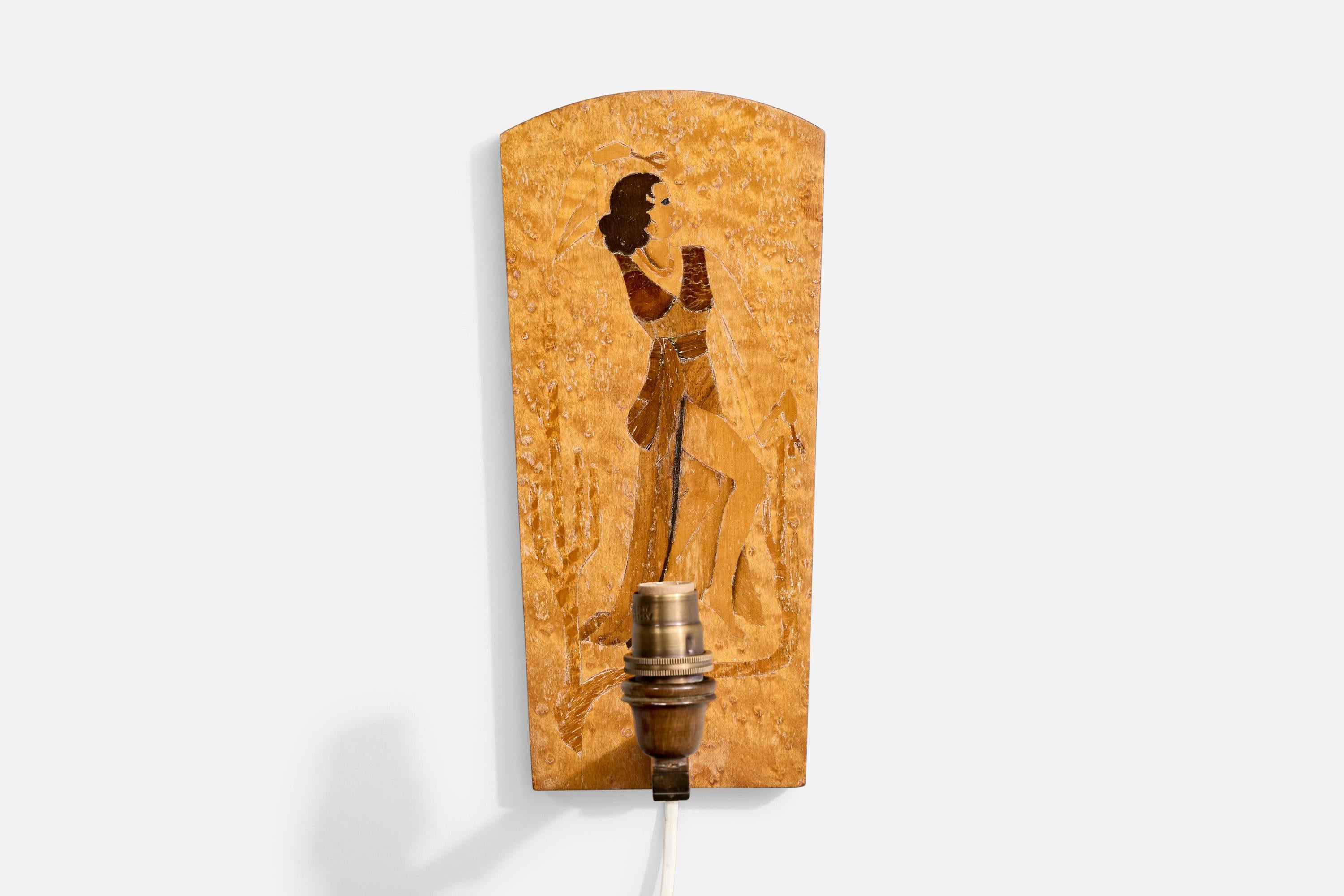 Milieu du XXe siècle Design/One, Design-Light, Wood, Brass, Fabrice, Suède, années 1940 en vente