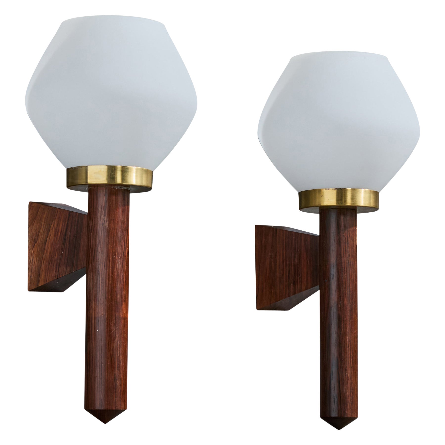 Design/One, appliques murales, Wood, laiton, verre, Suède, années 1960