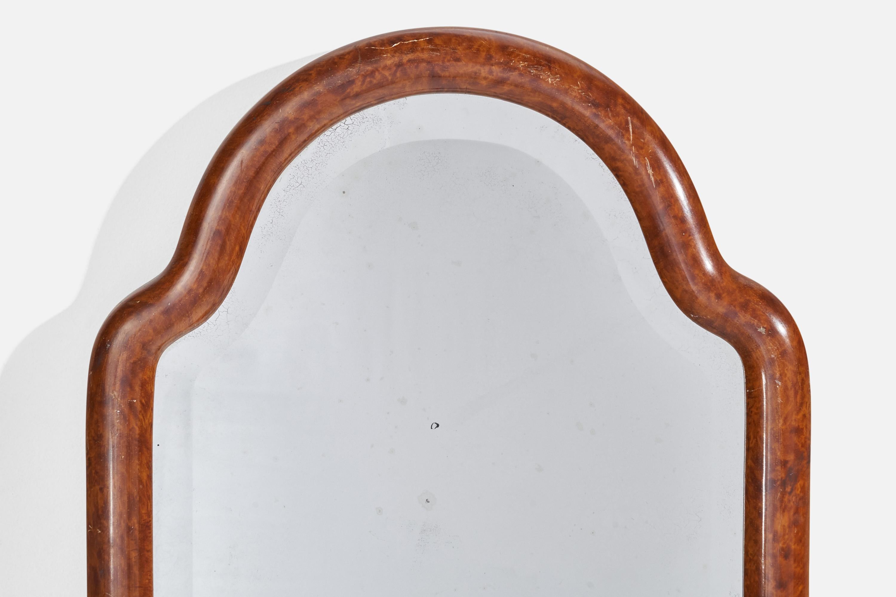 Early 20th Century Swedish Designer, Wall Mirror, Birch, Glass, Sweden, 1920s For Sale