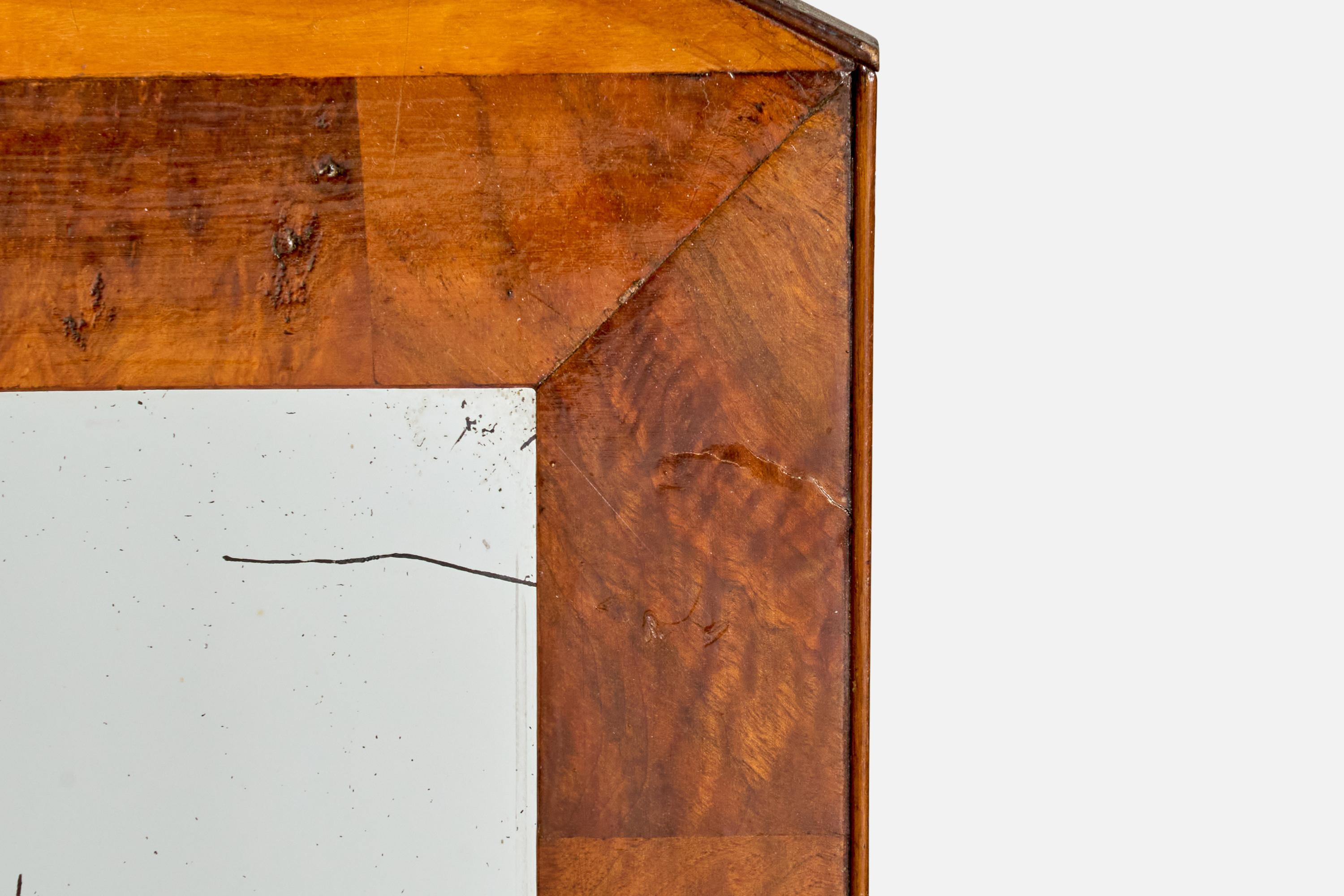 Designer suédois, miroir mural, bouleau, Suède, années 1900 en vente 1