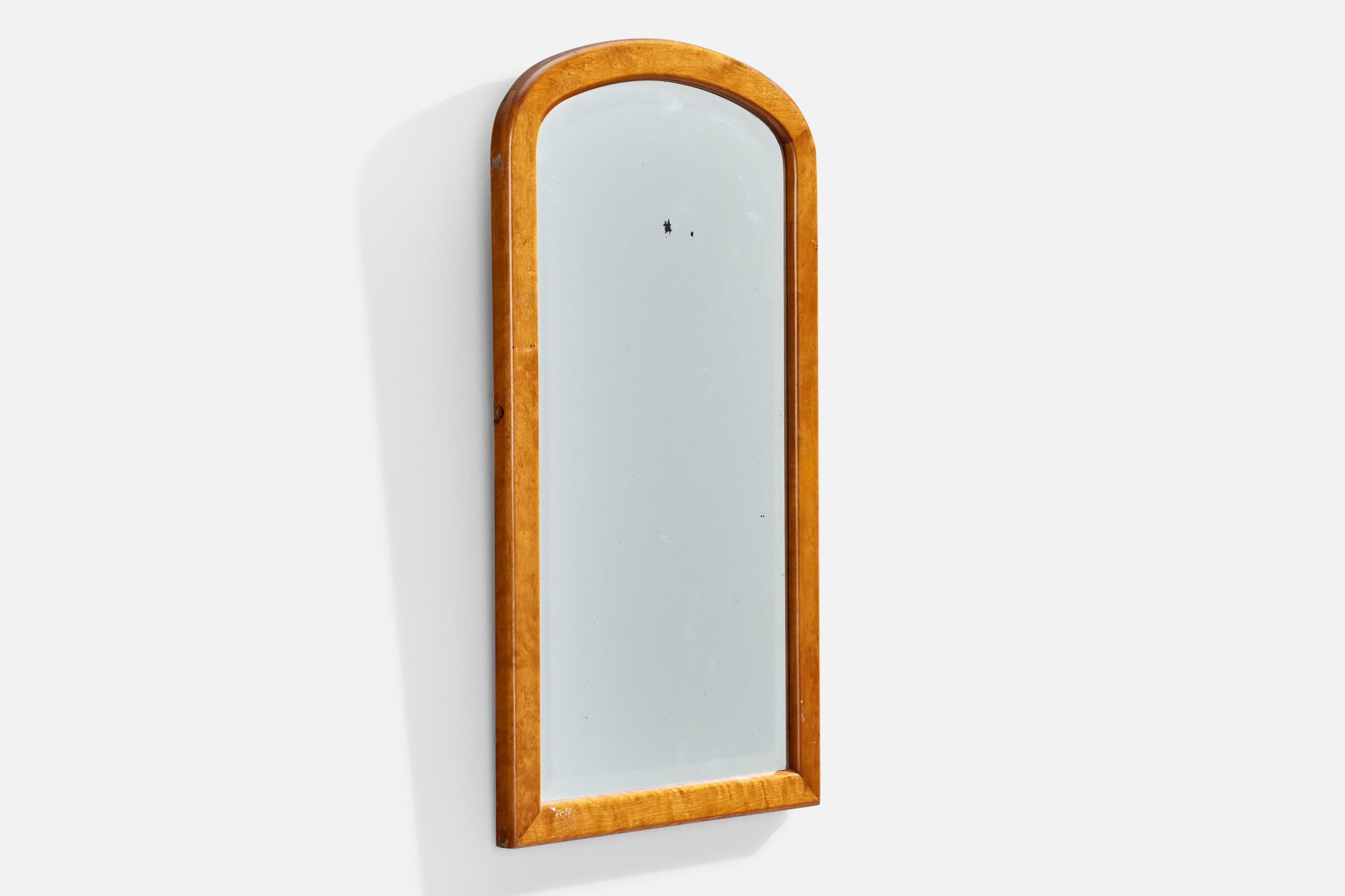 Art Nouveau Swedish Designer, Wall Mirror, Birch, Sweden, 1920s For Sale