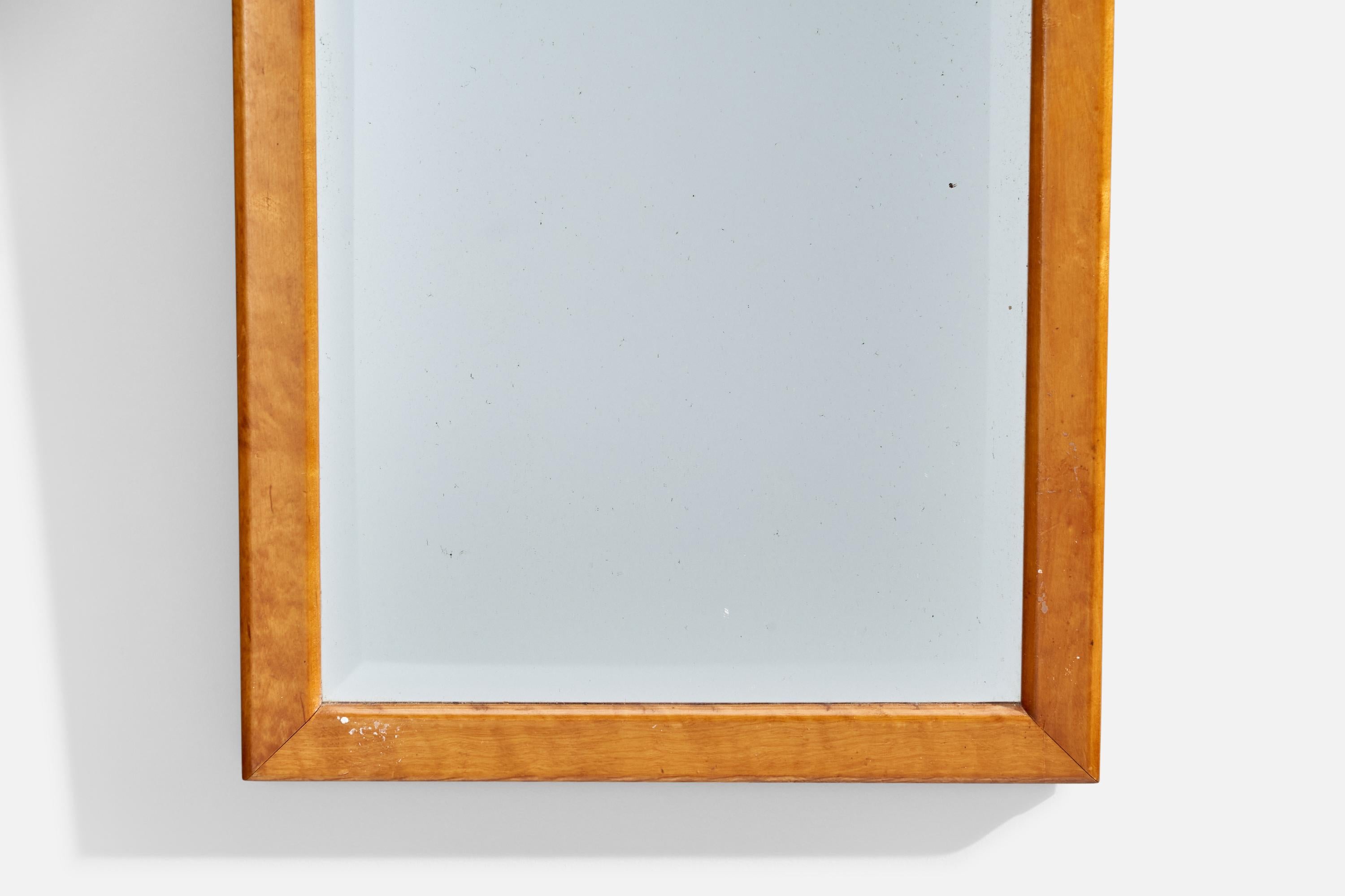 Swedish Designer, Wall Mirror, Birch, Sweden, 1920s For Sale 1