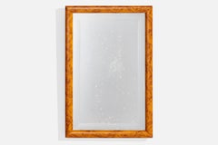 Schwedischer Designer, Wandspiegel, Birke, Schweden, 1970er Jahre