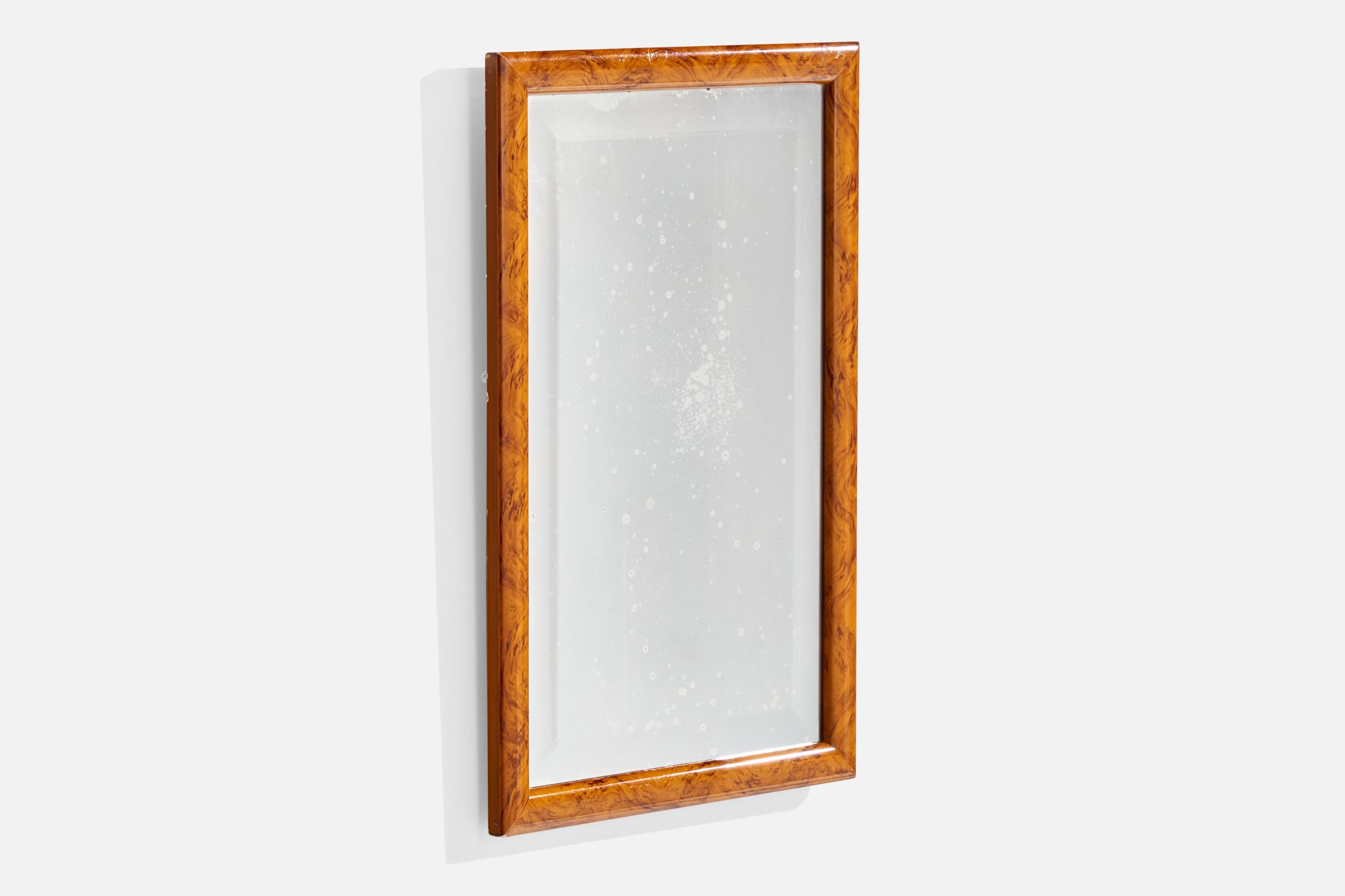 Scandinave moderne Designer suédois, miroir mural, bouleau, Suède, années 1970 en vente