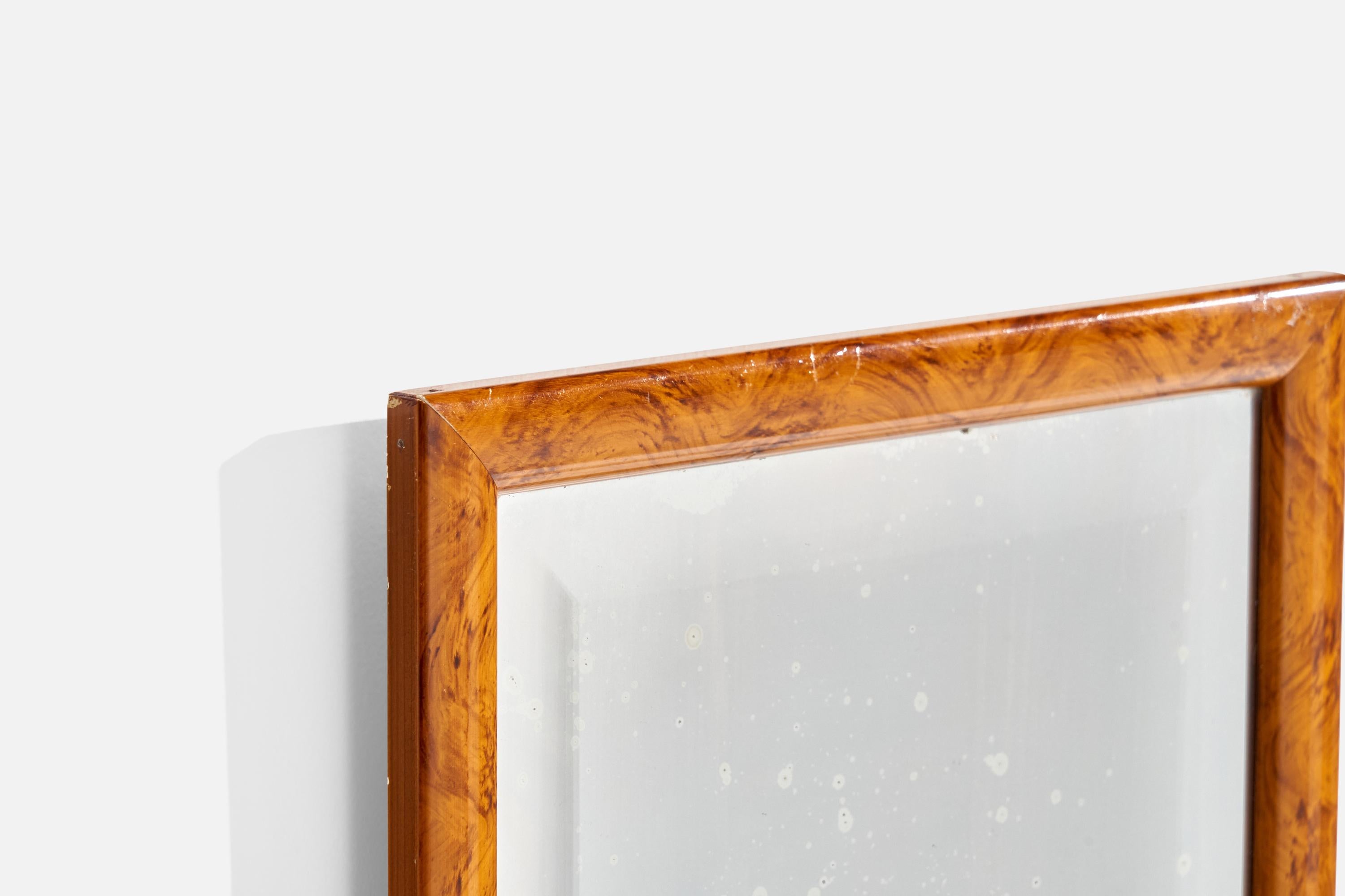Suédois Designer suédois, miroir mural, bouleau, Suède, années 1970 en vente