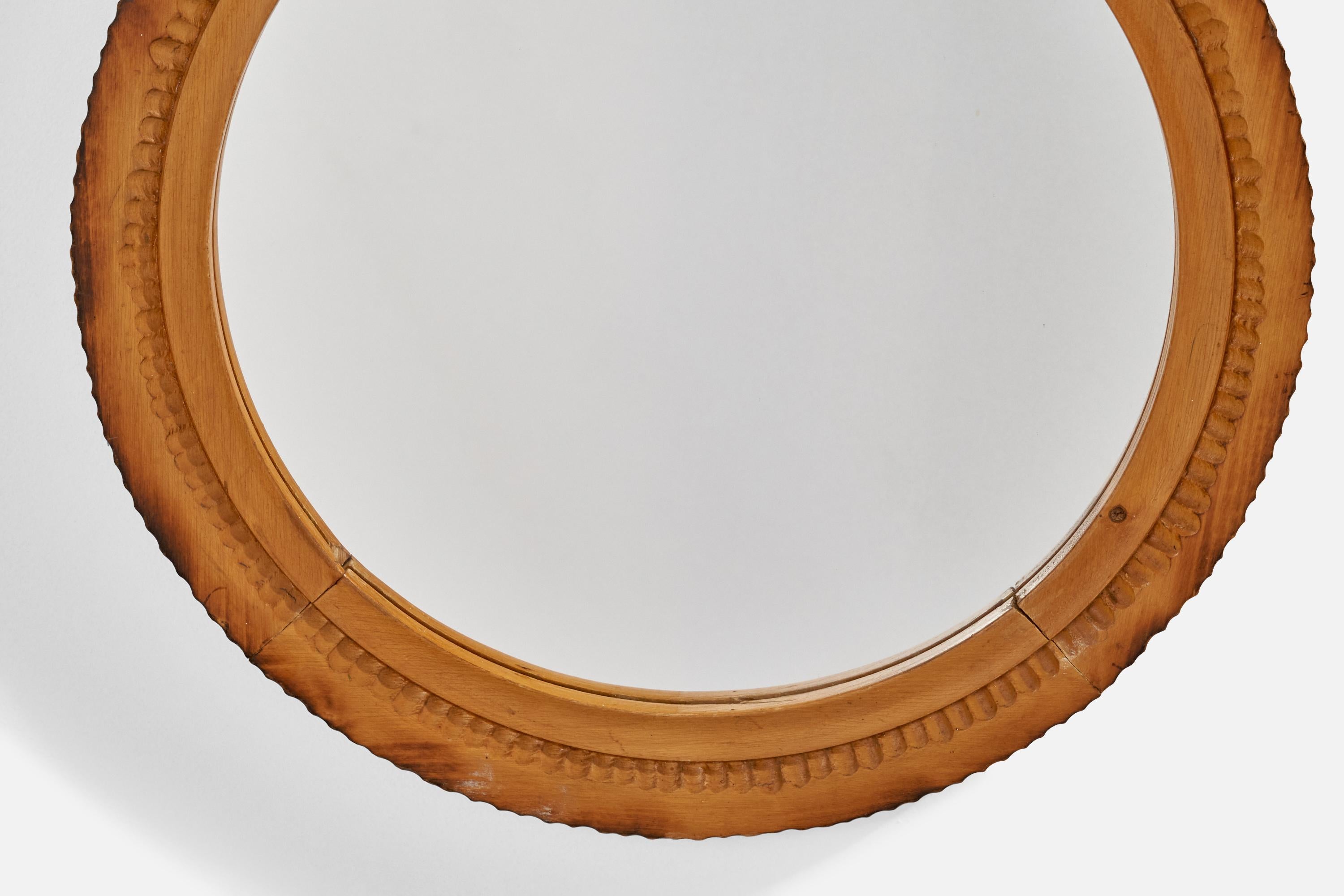 Late 20th Century Swedish Designer, Wall Mirror, Birch, Sweden, 1970s For Sale