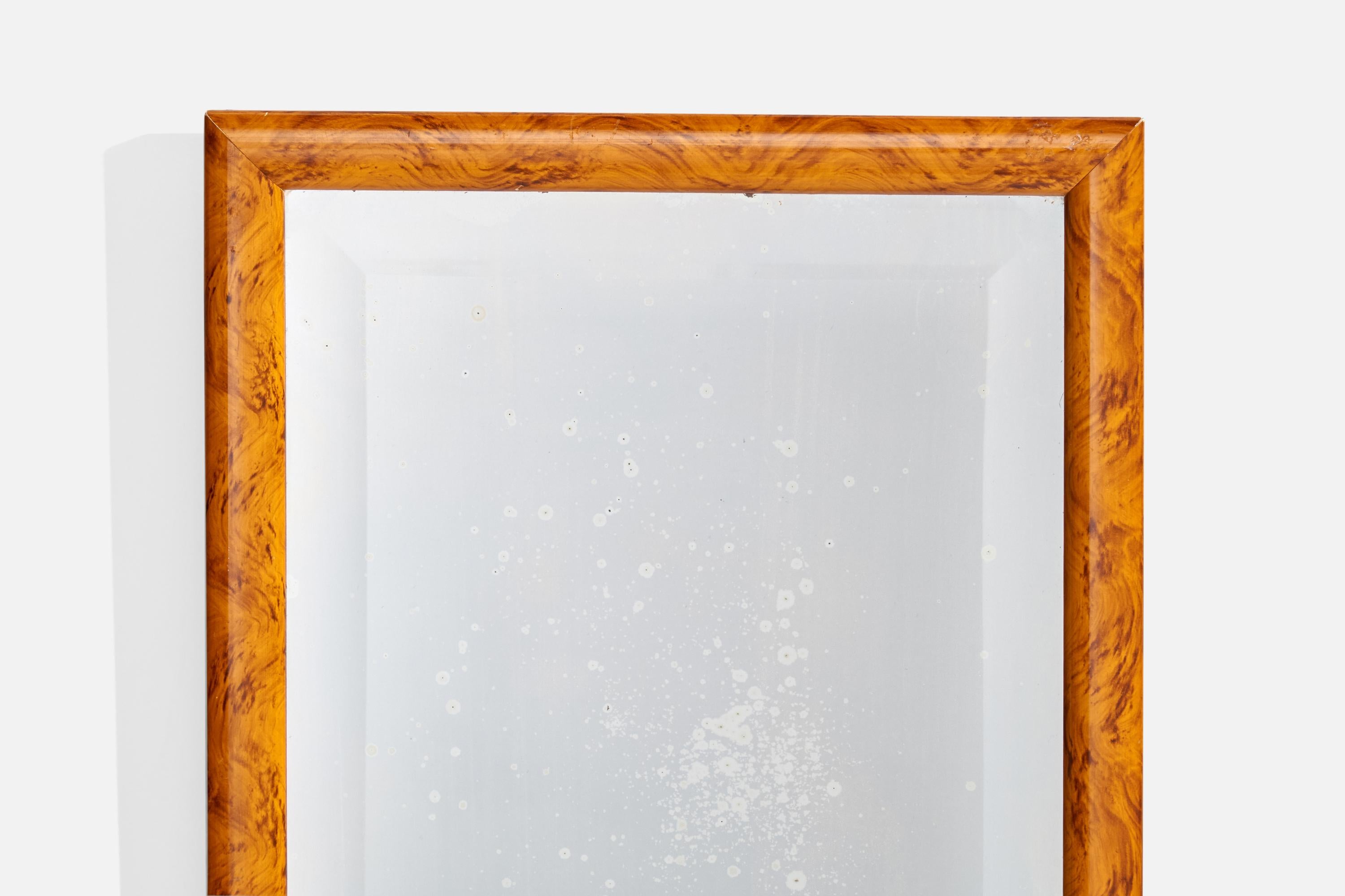 Designer suédois, miroir mural, bouleau, Suède, années 1970 Bon état - En vente à High Point, NC