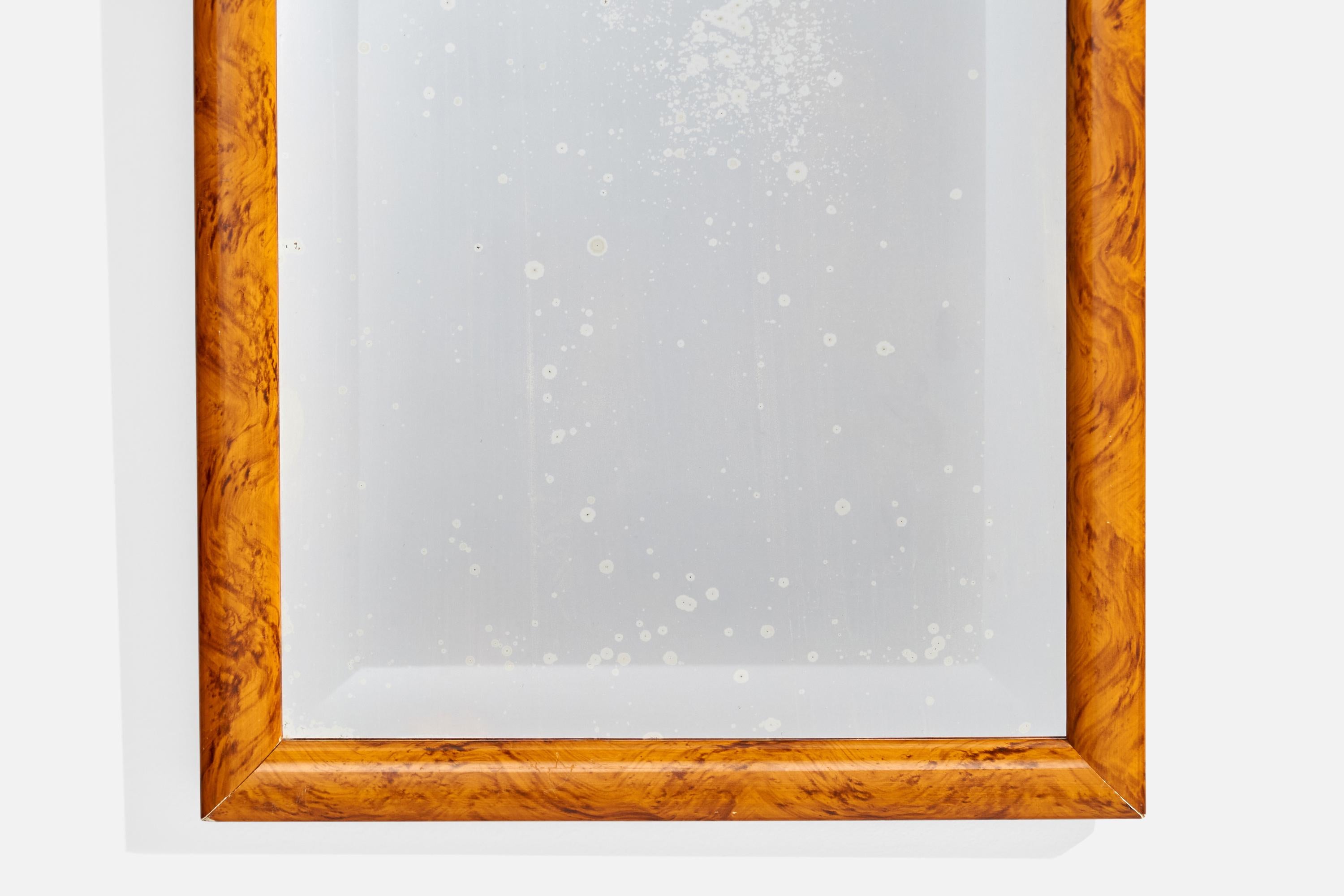 Fin du 20e siècle Designer suédois, miroir mural, bouleau, Suède, années 1970 en vente