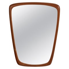 Swedish Designer, Wall Mirror, Carved Teak, Mirror Glass, Sweden, 1950s