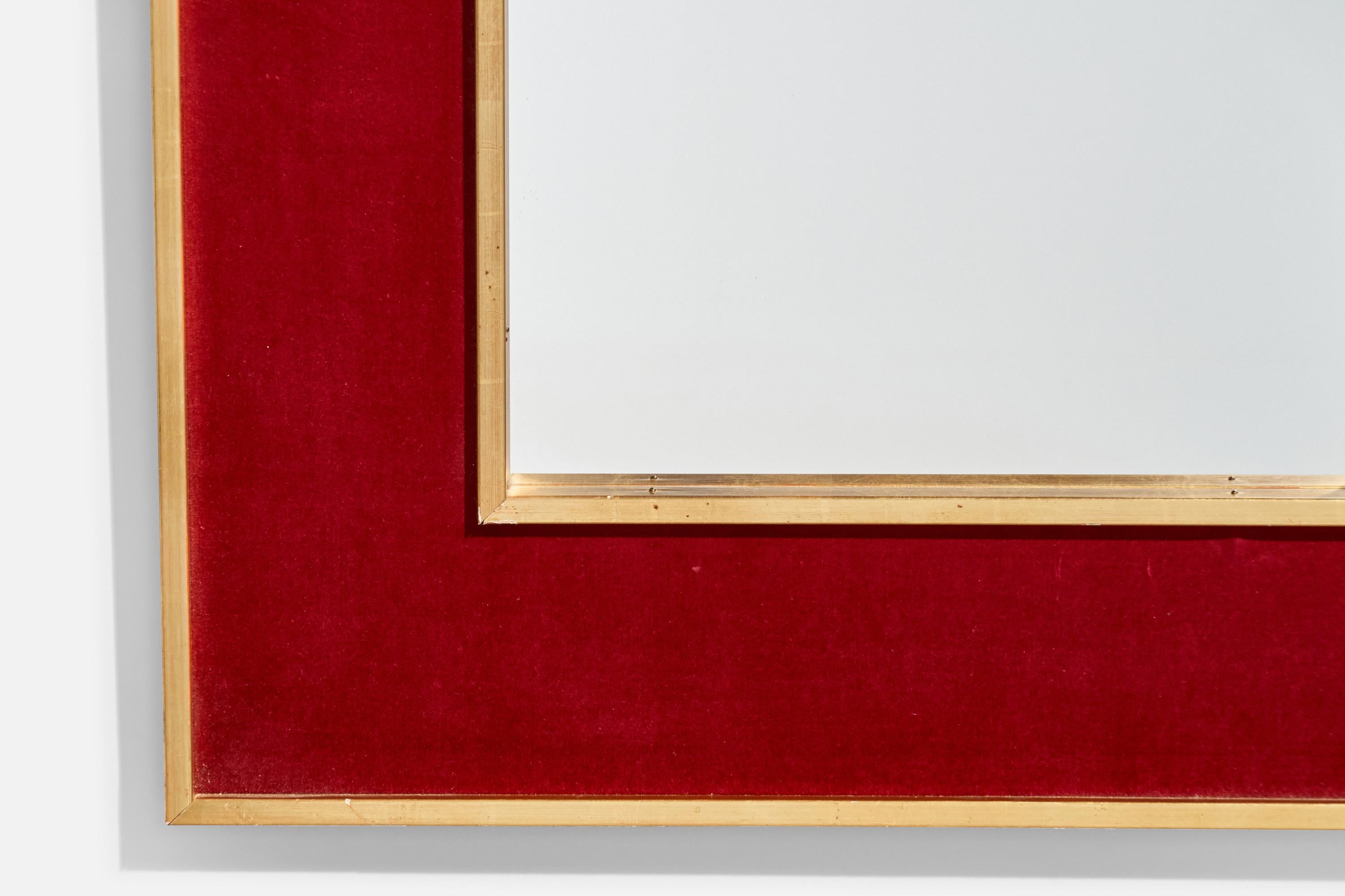 Swedish Designer, Wall Mirror, Fabric, Gilt Wood, Sweden, 1950s For Sale 2