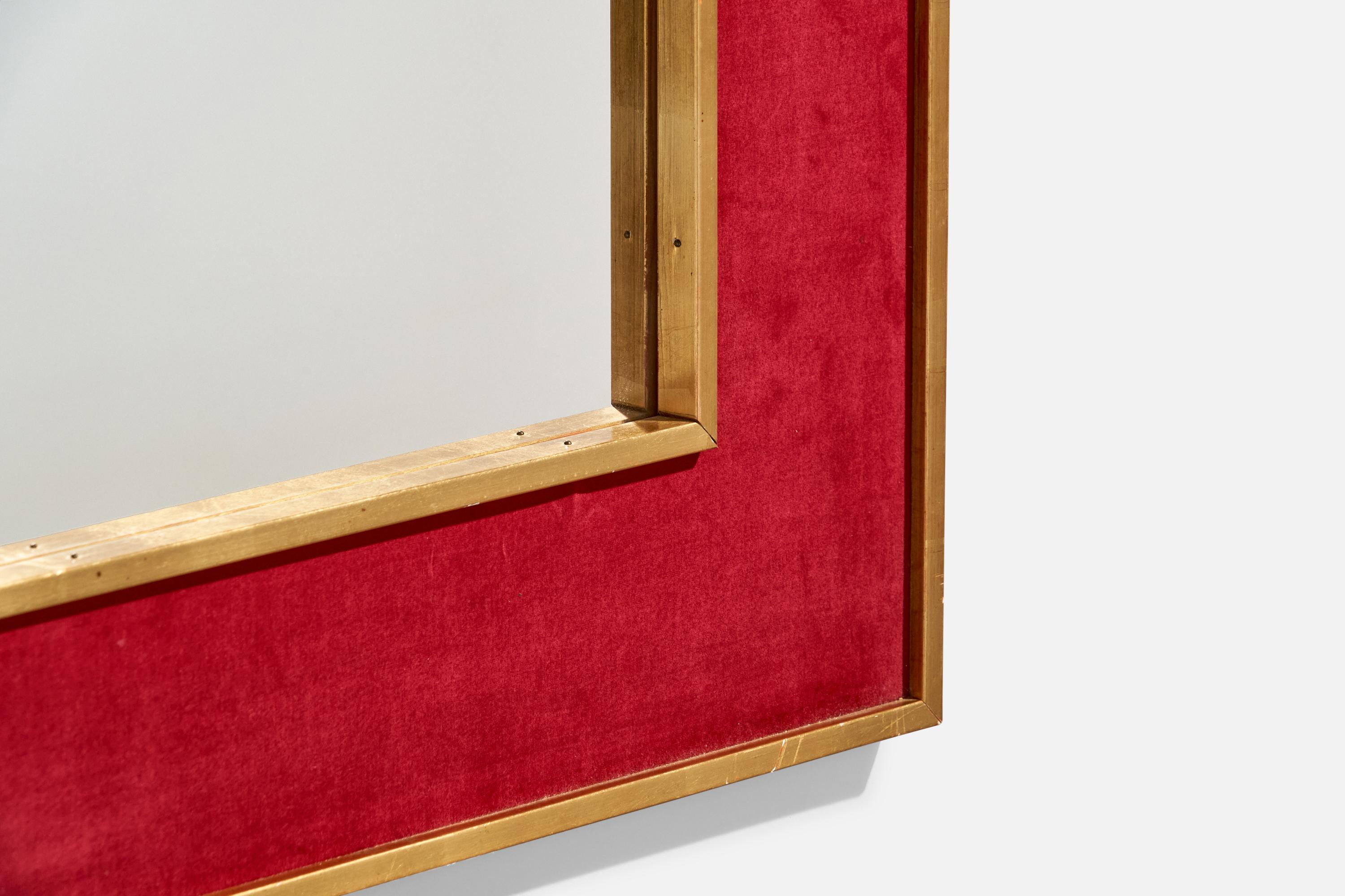 Swedish Designer, Wall Mirror, Fabric, Gilt Wood, Sweden, 1950s For Sale 3