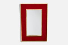 Swedish Designer, Wall Mirror, Fabric, Gilt Wood, Sweden, 1950s