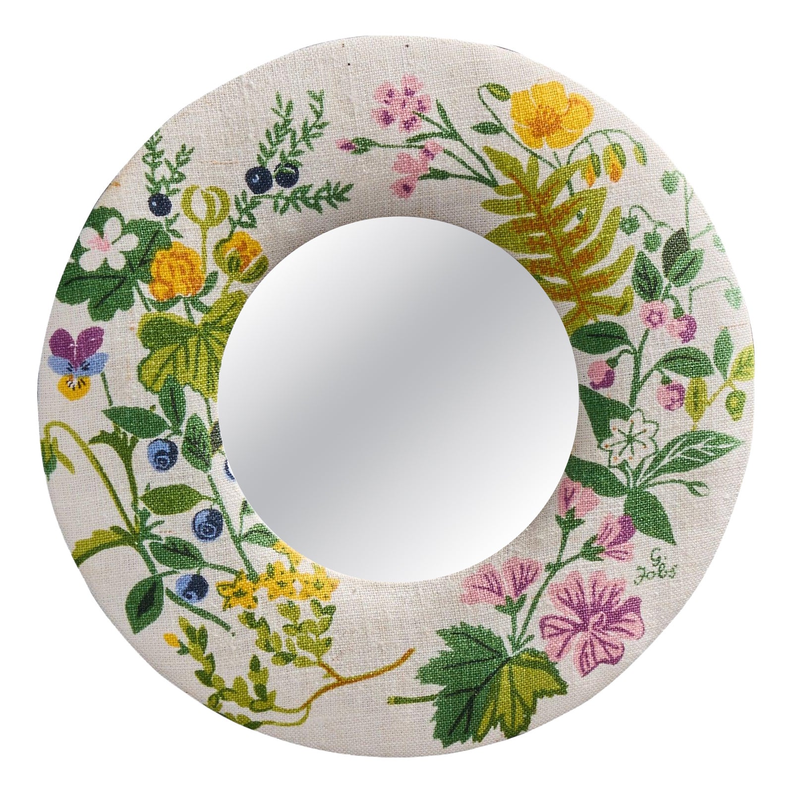 Swedish Designer, Wall Mirror, Fabric, Sweden, 1980s For Sale
