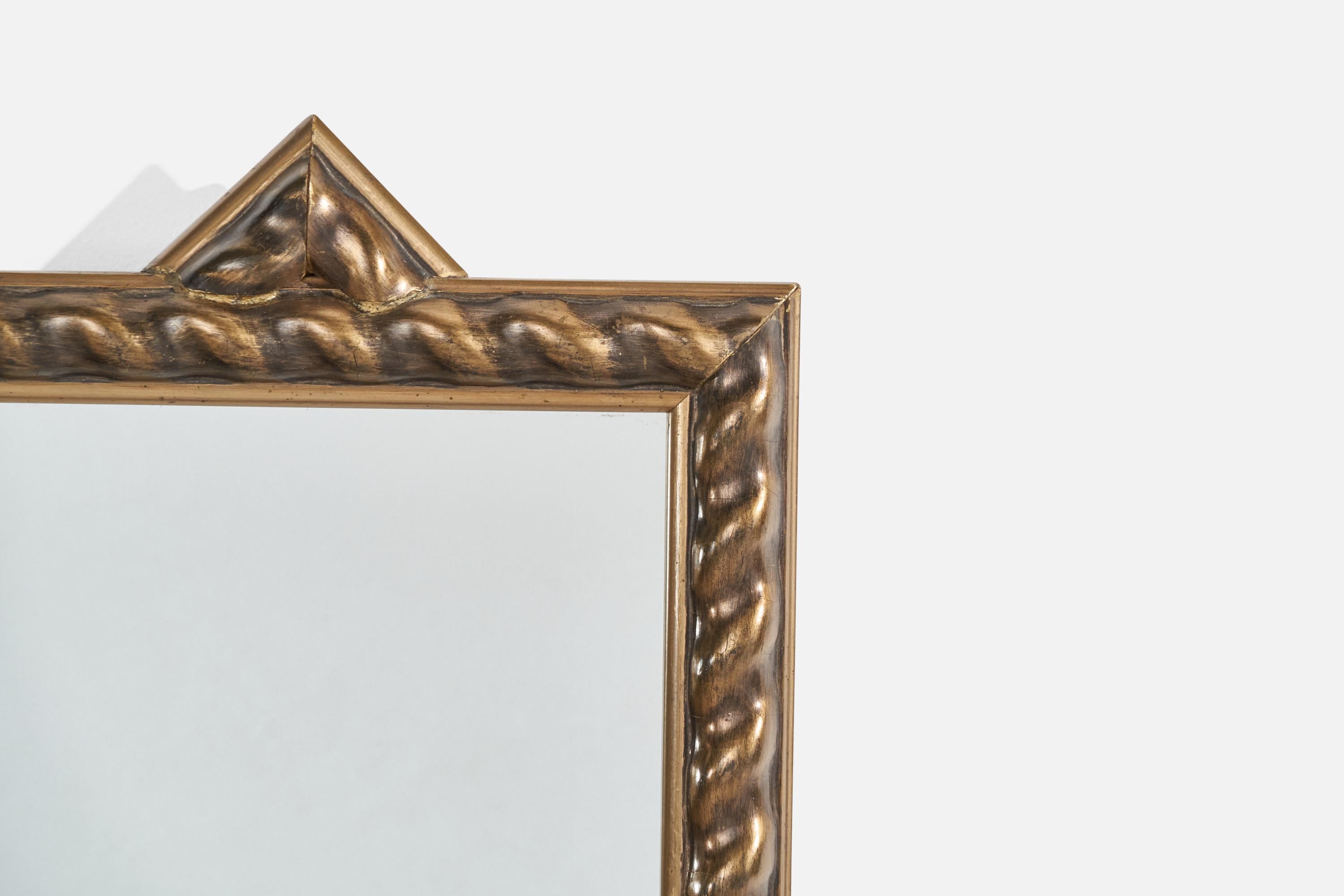 Mid-20th Century Swedish Designer, Wall Mirror, Gilt Wood, Mirror, Sweden, 1940s For Sale