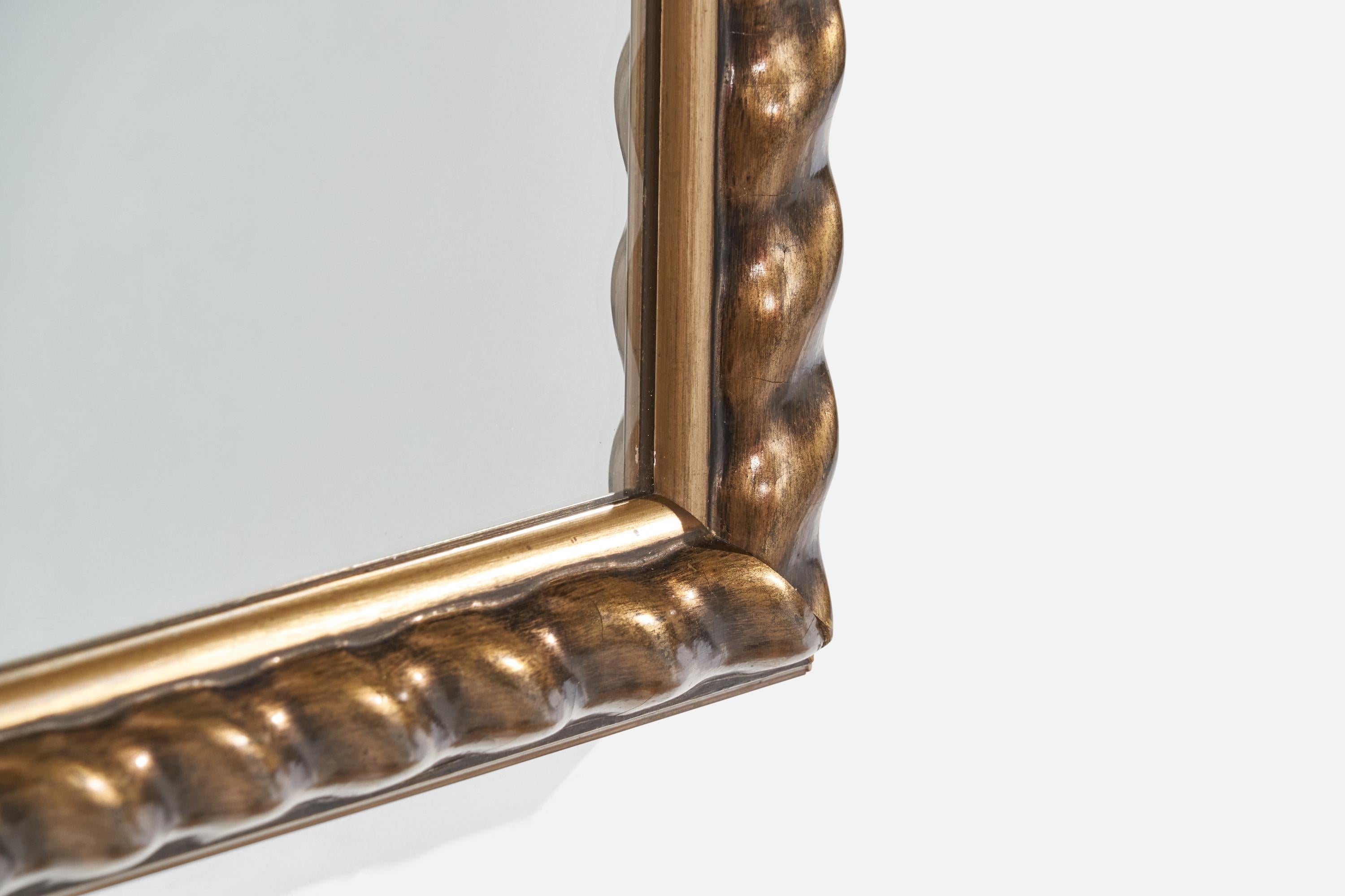 Swedish Designer, Wall Mirror, Gilt Wood, Mirror, Sweden, 1940s For Sale 2