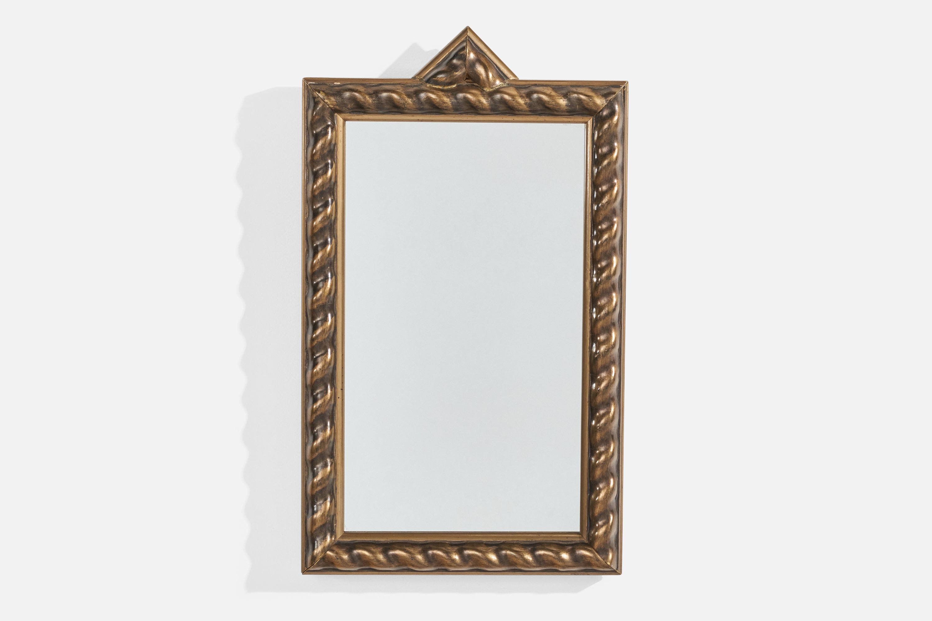 Swedish Designer, Wall Mirror, Gilt Wood, Mirror, Sweden, 1940s