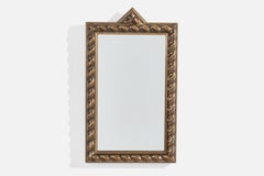 Vintage Swedish Designer, Wall Mirror, Gilt Wood, Mirror, Sweden, 1940s