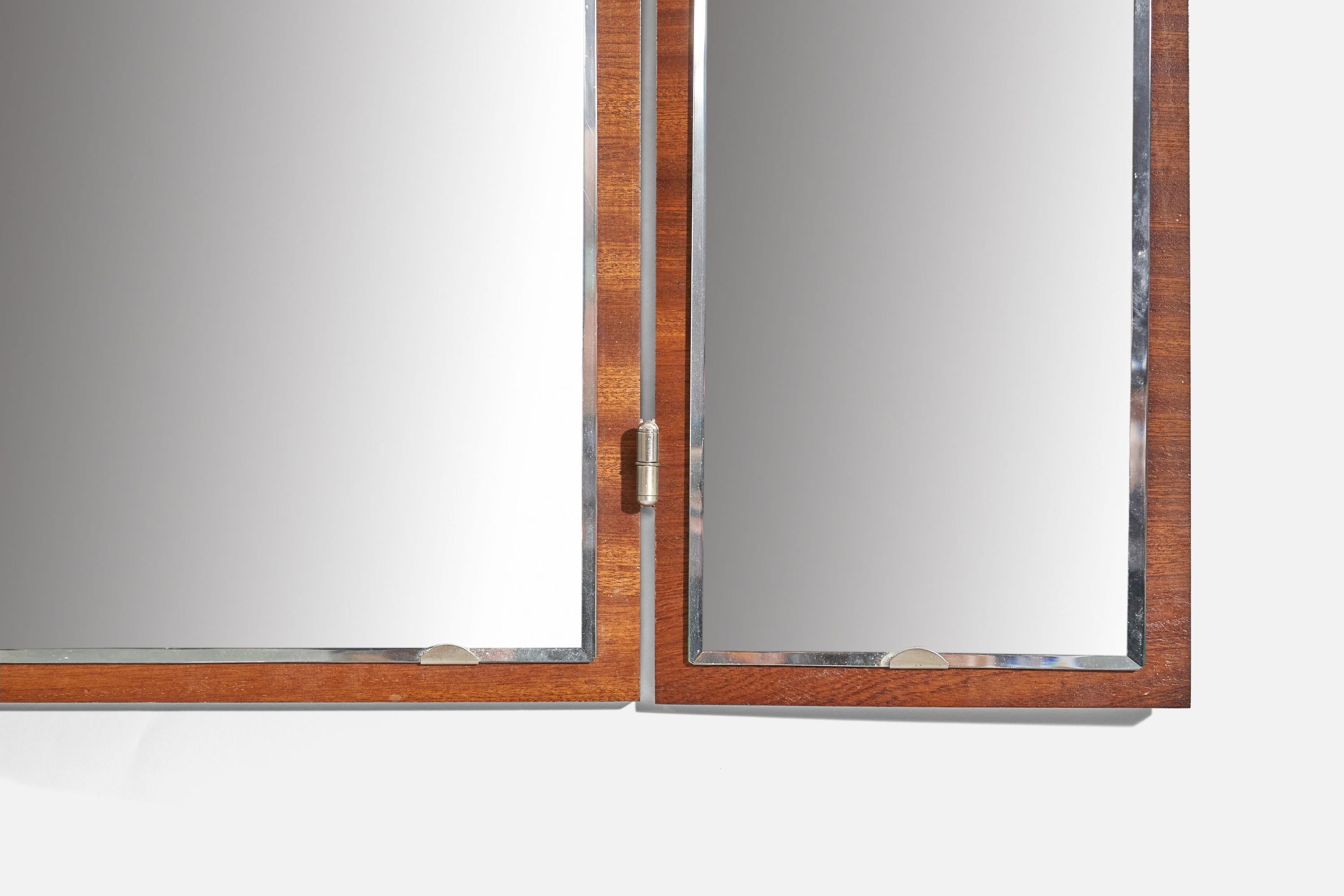 Swedish Designer, Wall Mirror, Lacquered Burlwood, Mirror Glass, Sweden, 1940s In Fair Condition In High Point, NC