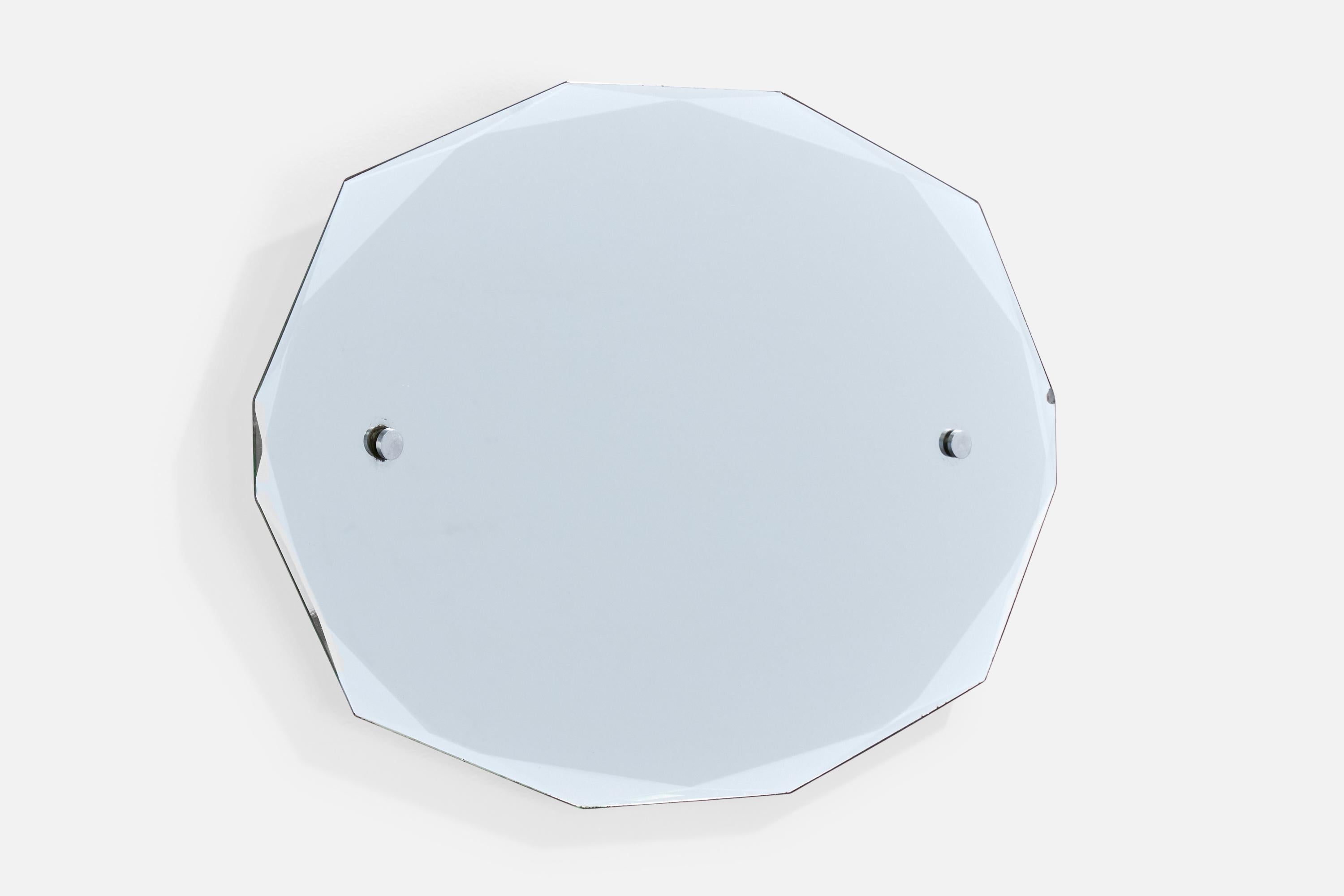 Scandinave moderne Designer suédois, miroir mural, métal, Suède, années 1940 en vente