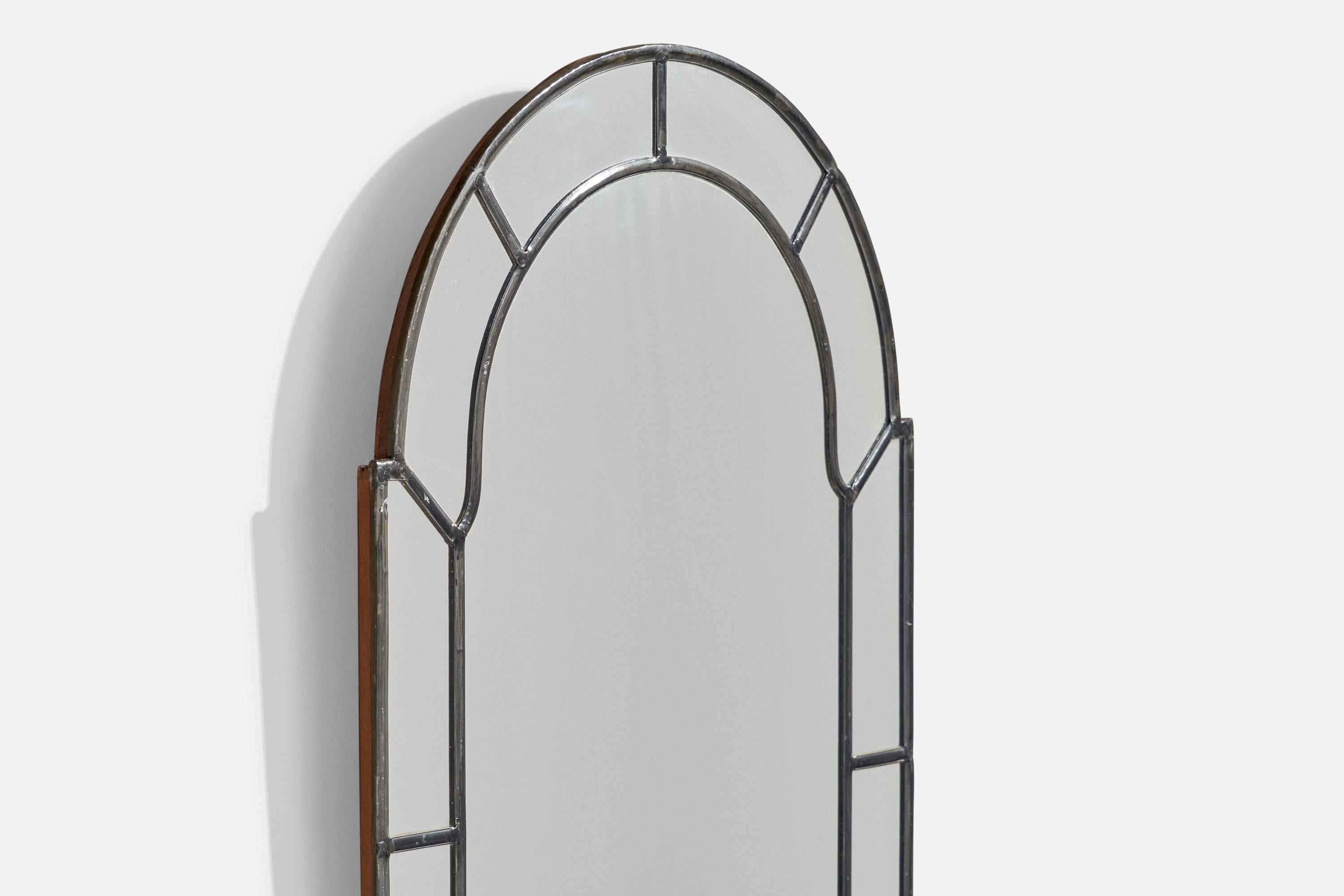 Diseñador sueco, espejo de pared, metal, Suecia, años 40 Sueco en venta
