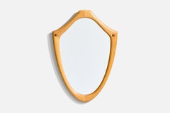 Swedish Designer, Wall Mirror, Oak, Mirror Glass, Sweden, 1950s