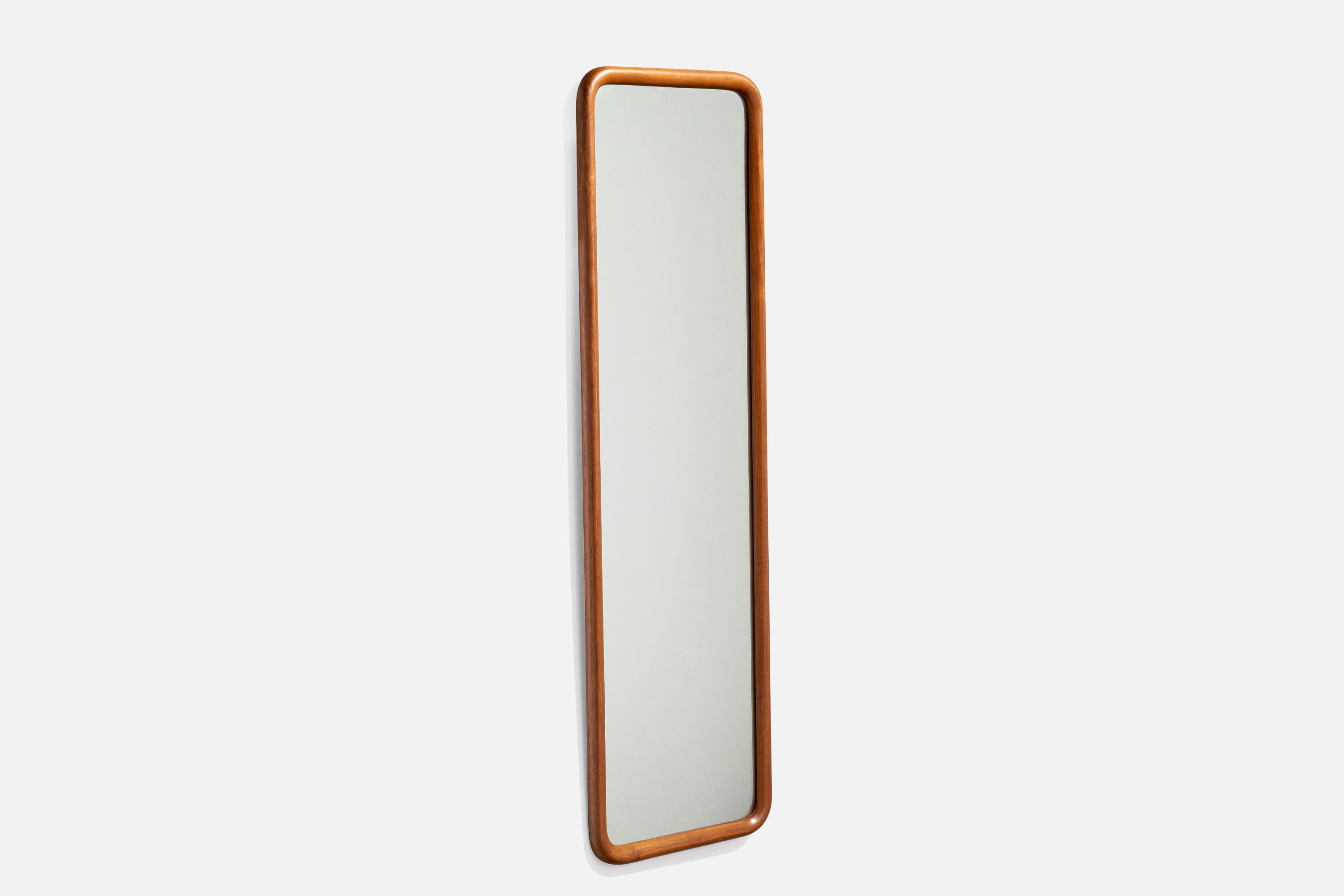 Mid-Century Modern Designer suédois, miroir mural, Oak, miroir en verre, Suède, années 1950 en vente