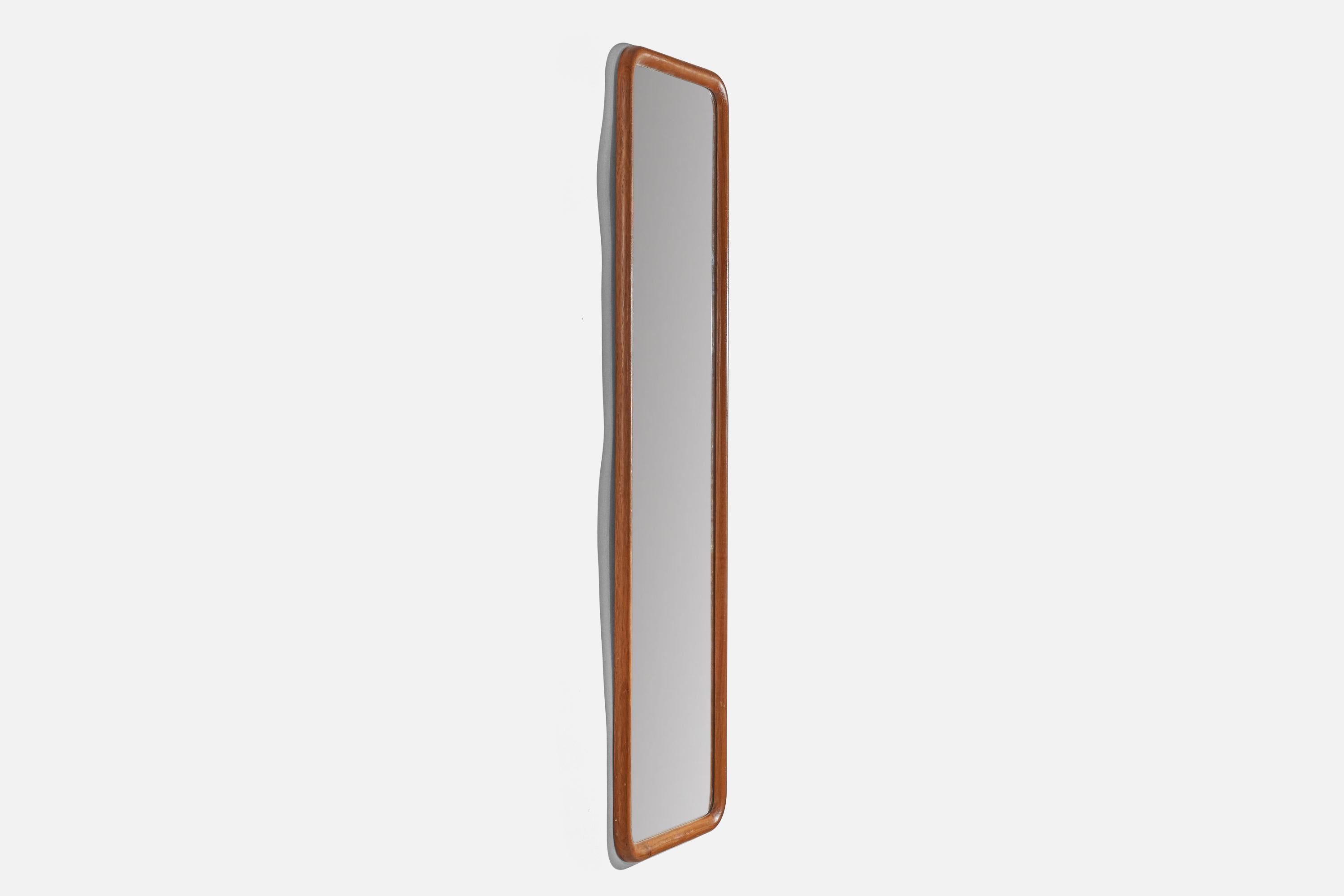 Mid-20th Century Swedish Designer, Wall Mirror, Oak, Mirror Glass, Sweden, 1950s For Sale