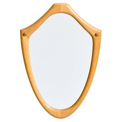 Swedish Designer, Wall Mirror, Oak, Mirror Glass, Sweden, 1950s