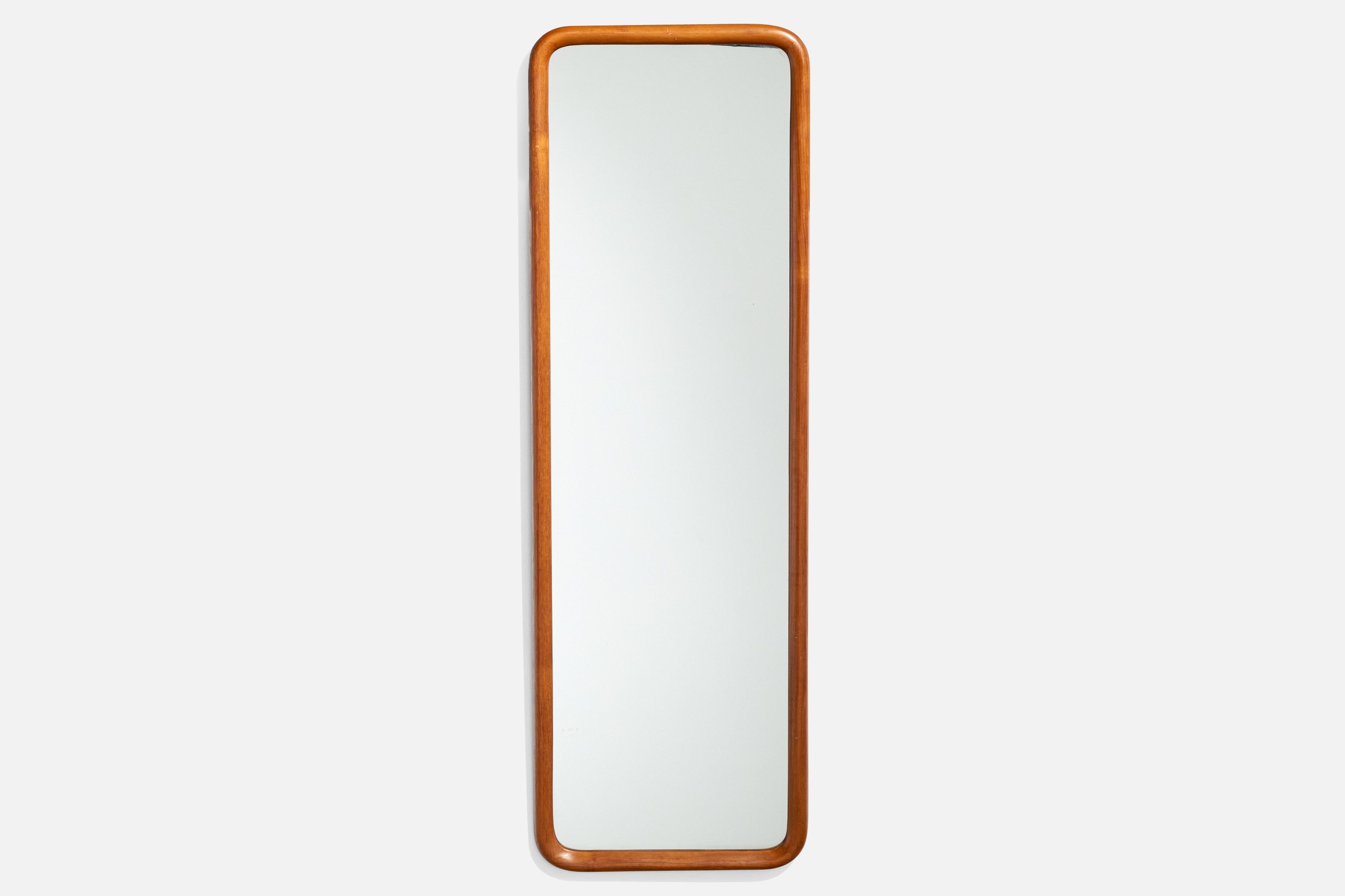 Schwedischer Designer, Wandspiegel, Eiche, Spiegelglas, Schweden, 1950er Jahre