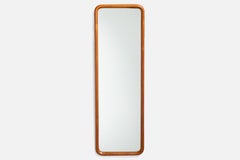 Schwedischer Designer, Wandspiegel, Eiche, Spiegelglas, Schweden, 1950er Jahre