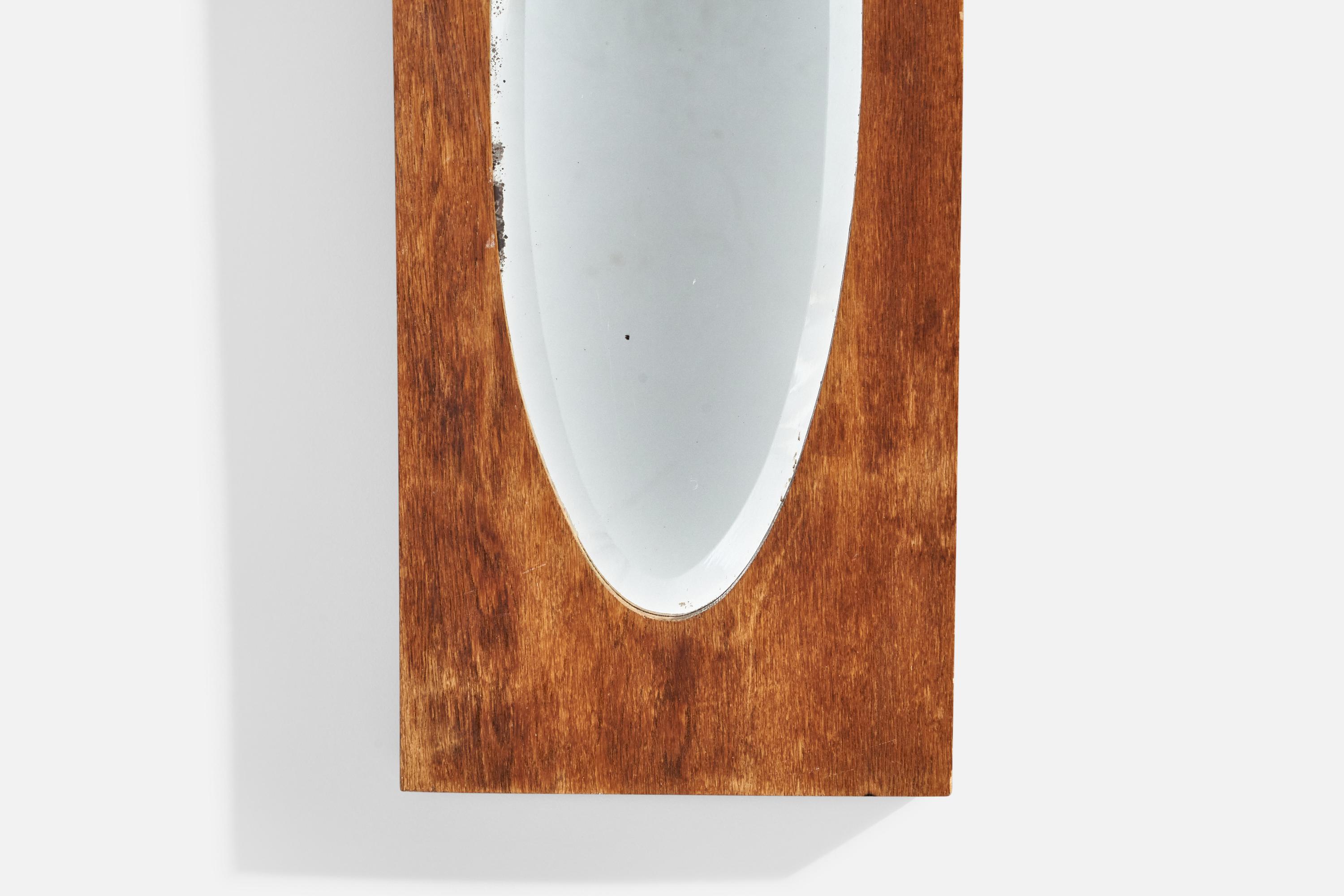Diseñador sueco, Espejo de pared, Roble, Suecia, Años 1930 mediados del siglo XX en venta