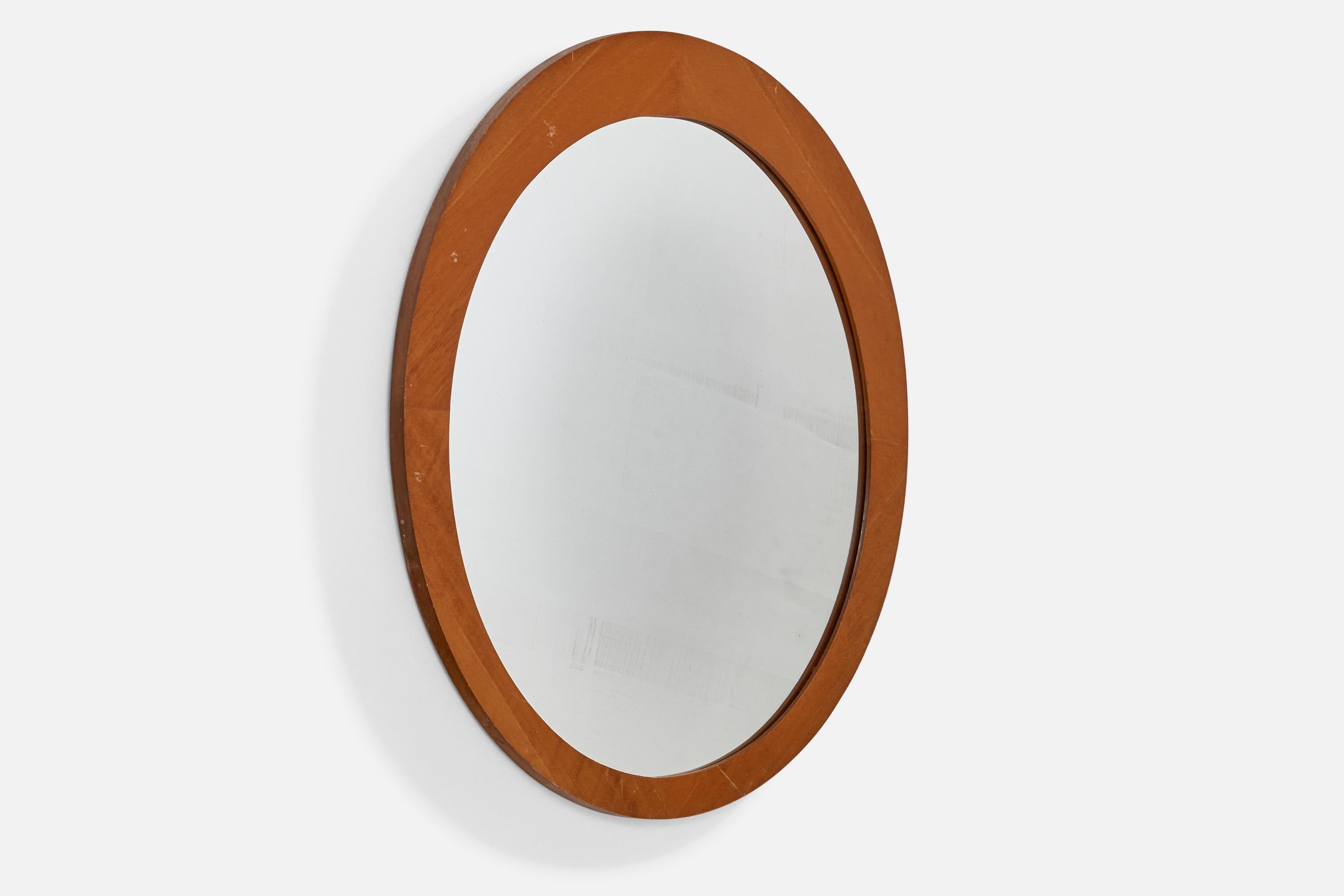 Mid-Century Modern Designer suédois, miroir mural en chêne, Suède, années 1960 en vente