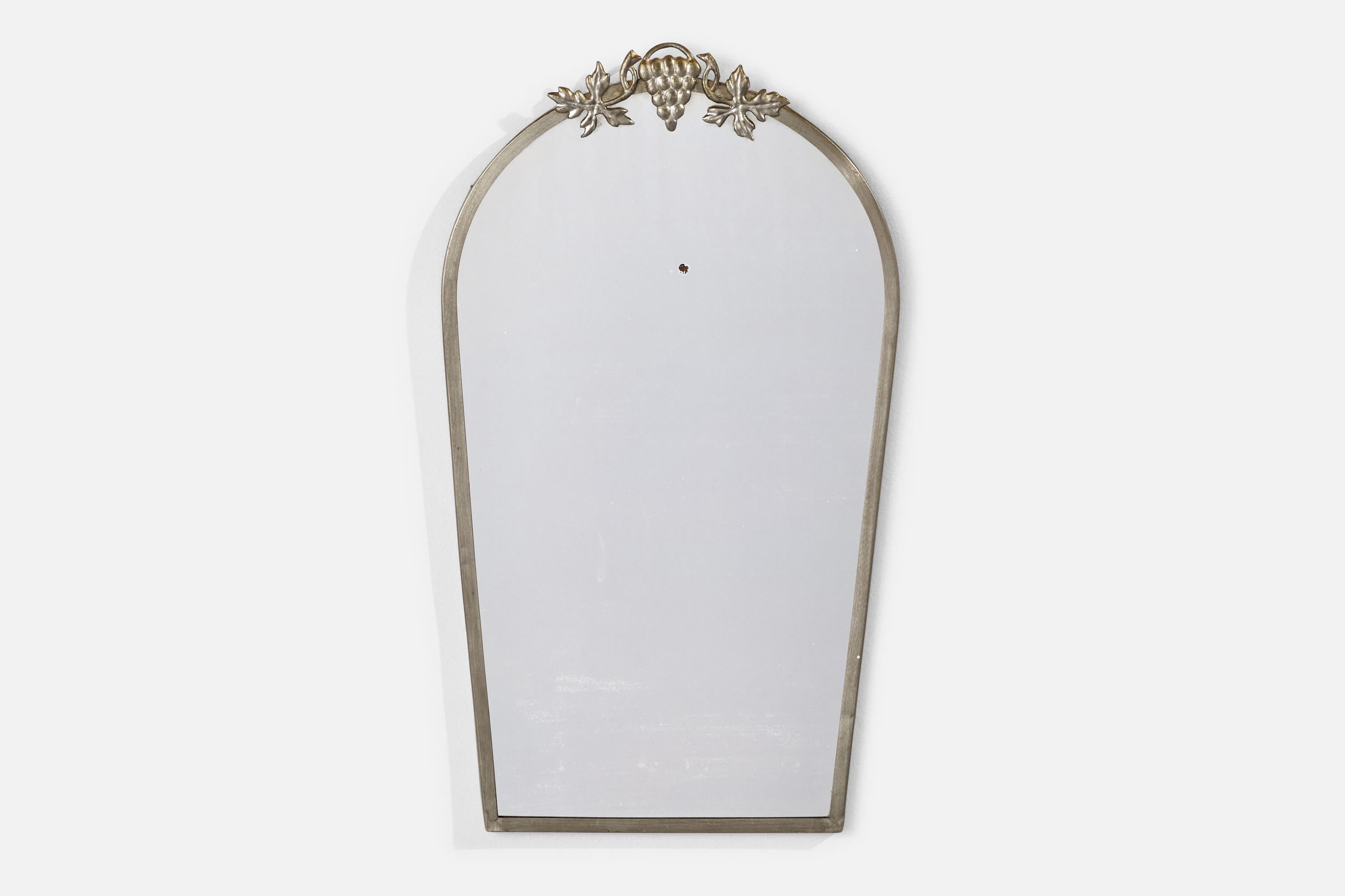 A pewter wall mirror designed and produced in Sweden, 1930s. 
