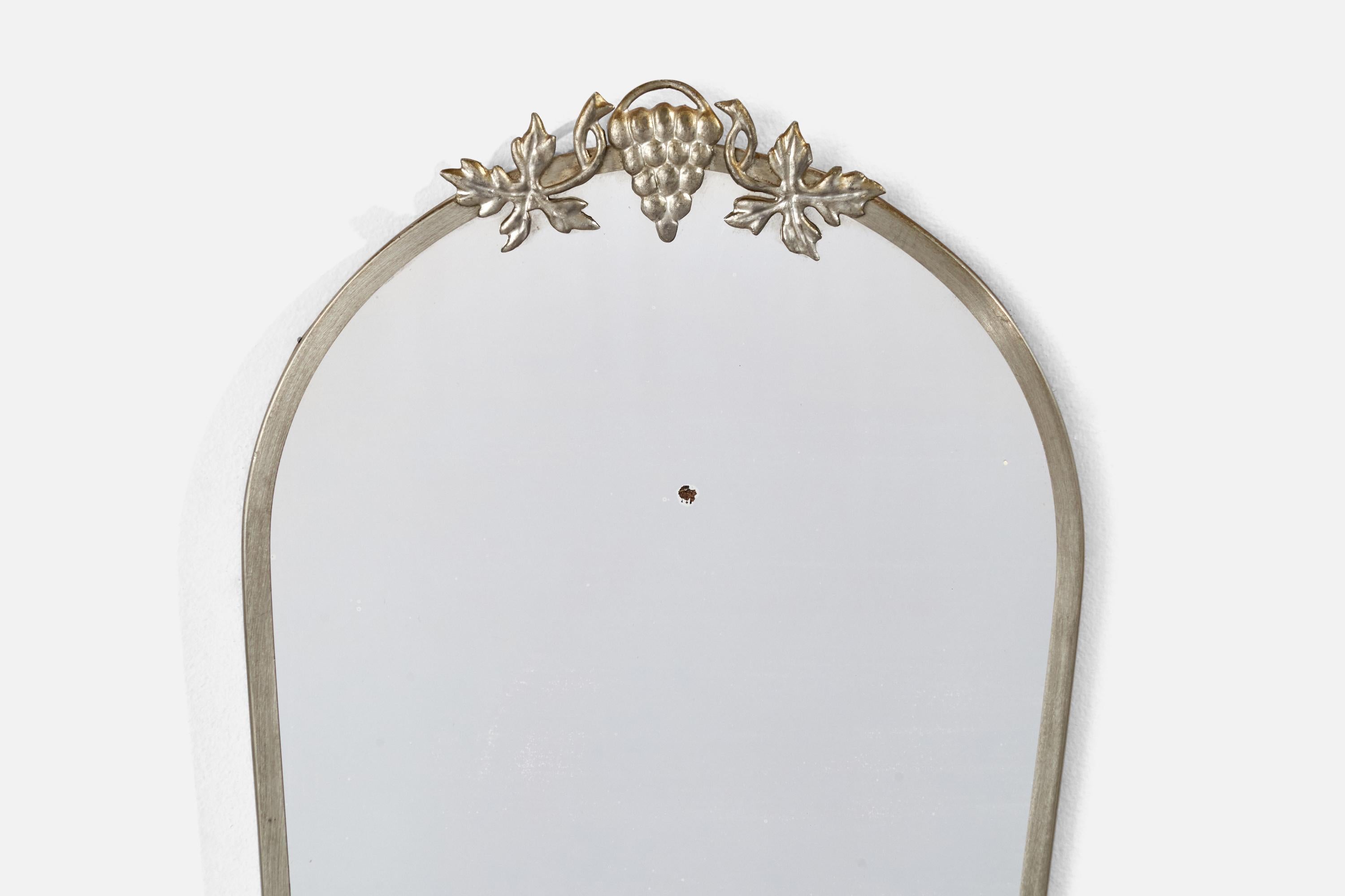 Mid-20th Century Swedish Designer, Wall Mirror, Pewter, Sweden, 1930s For Sale