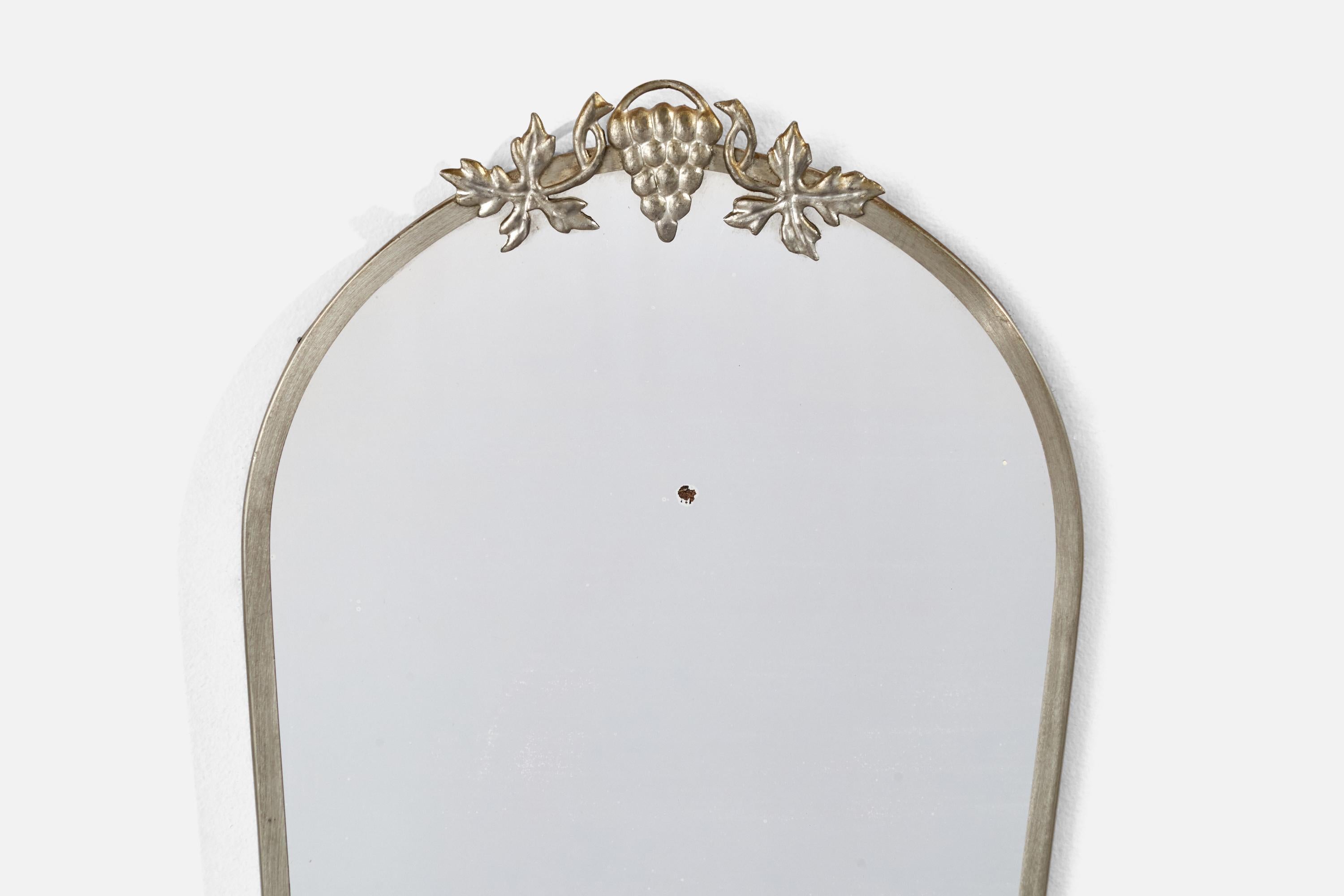 Mid-20th Century Swedish Designer, Wall Mirror, Pewter, Sweden, 1930s