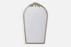 Vintage Swedish Designer, Wall Mirror, Pewter, Sweden, 1930s