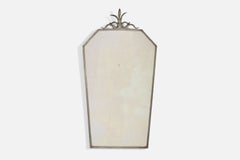 Vintage Swedish Designer, Wall Mirror, Pewter, Sweden, 1930s