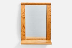 Swedish Designer, Wall Mirror, Pine, Sweden, 1970s