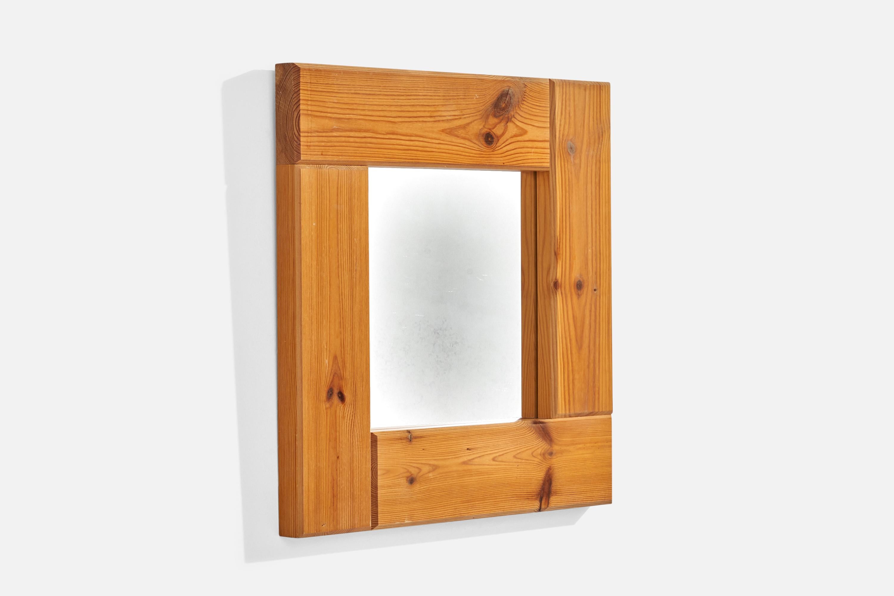 Postmoderne Designer suédois, miroir mural, pin, Suède, 1970 en vente