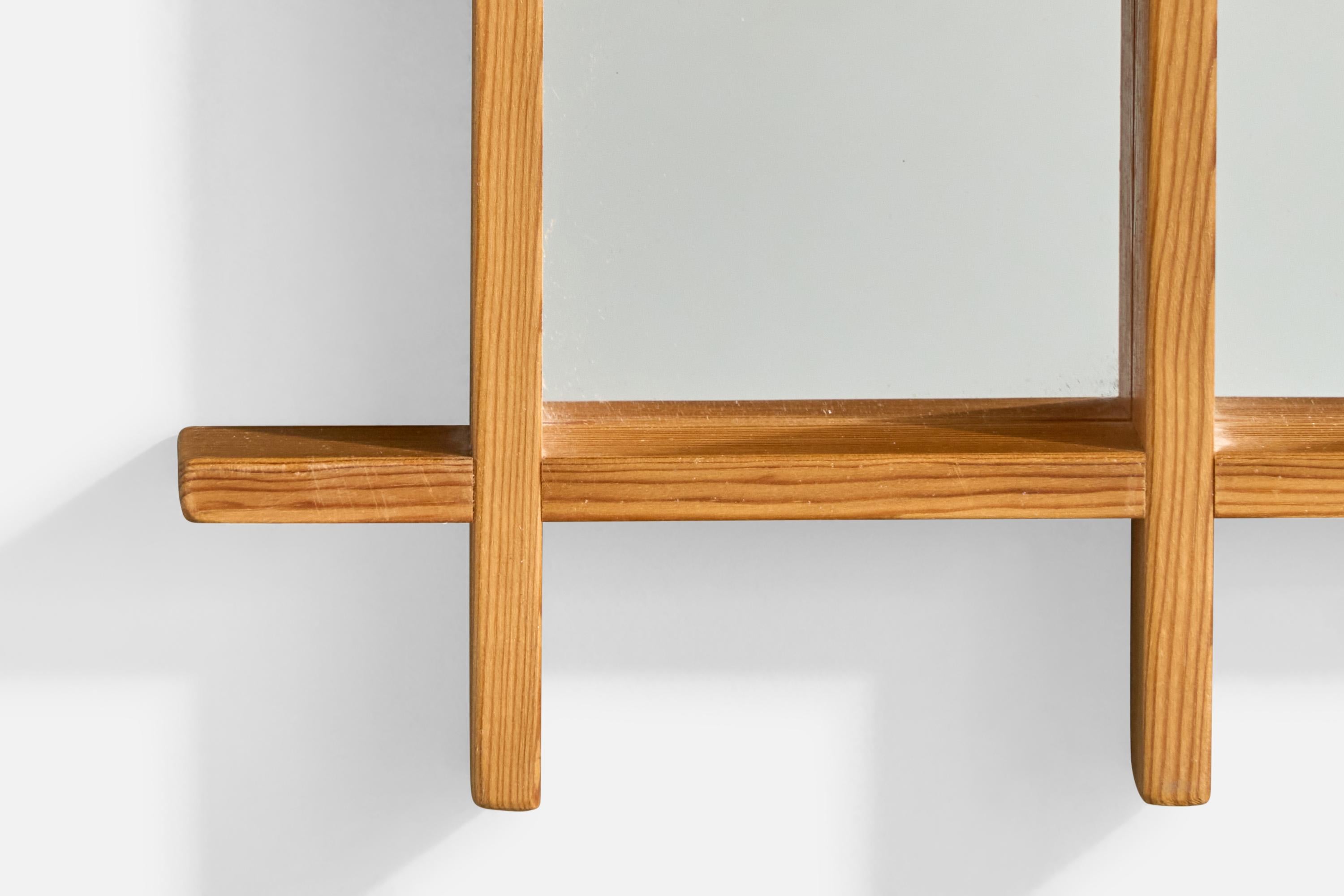 Late 20th Century Swedish Designer, Wall Mirror, Pine, Sweden, 1970s For Sale