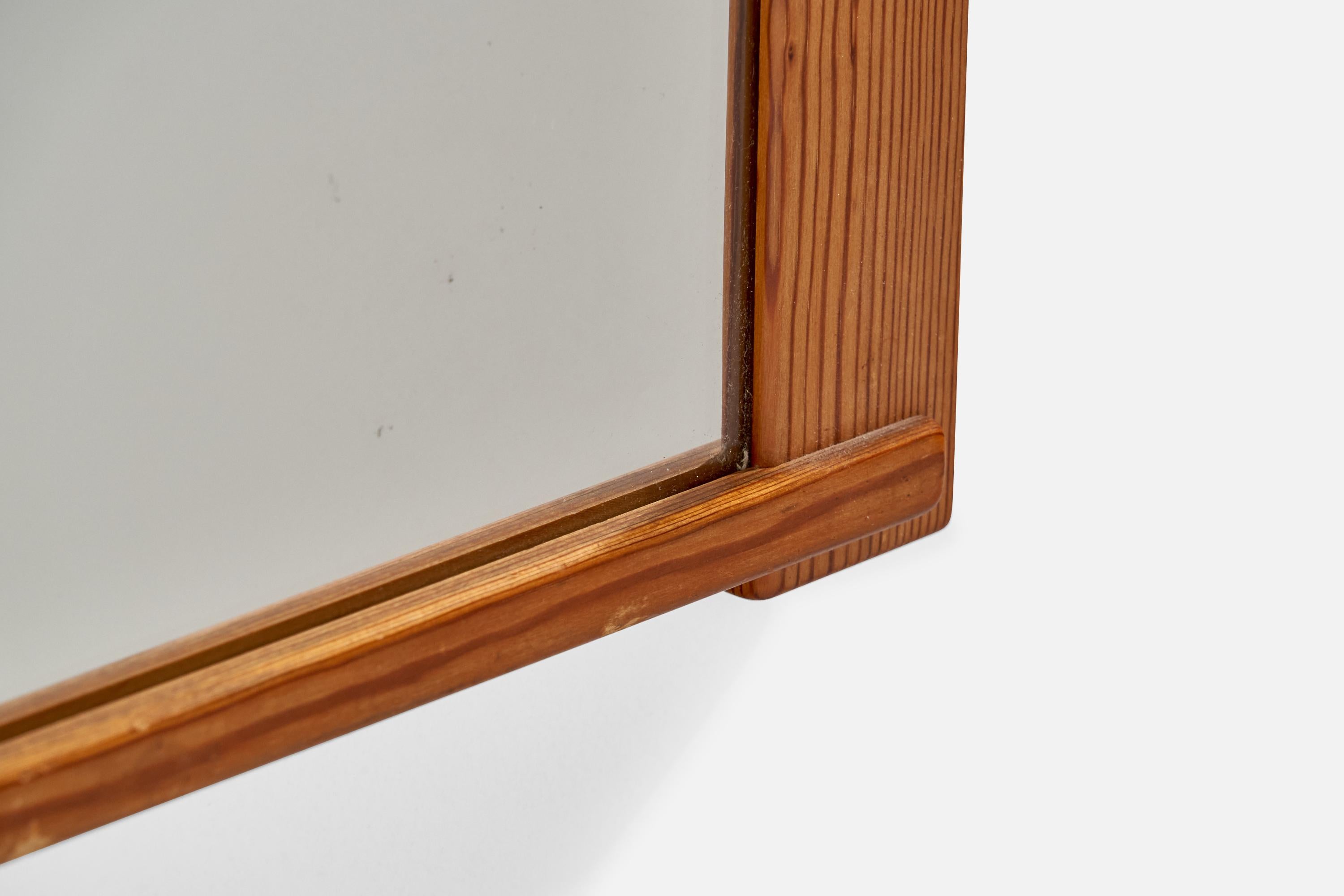 Late 20th Century Swedish Designer, Wall Mirror, Pine, Sweden, 1970s For Sale