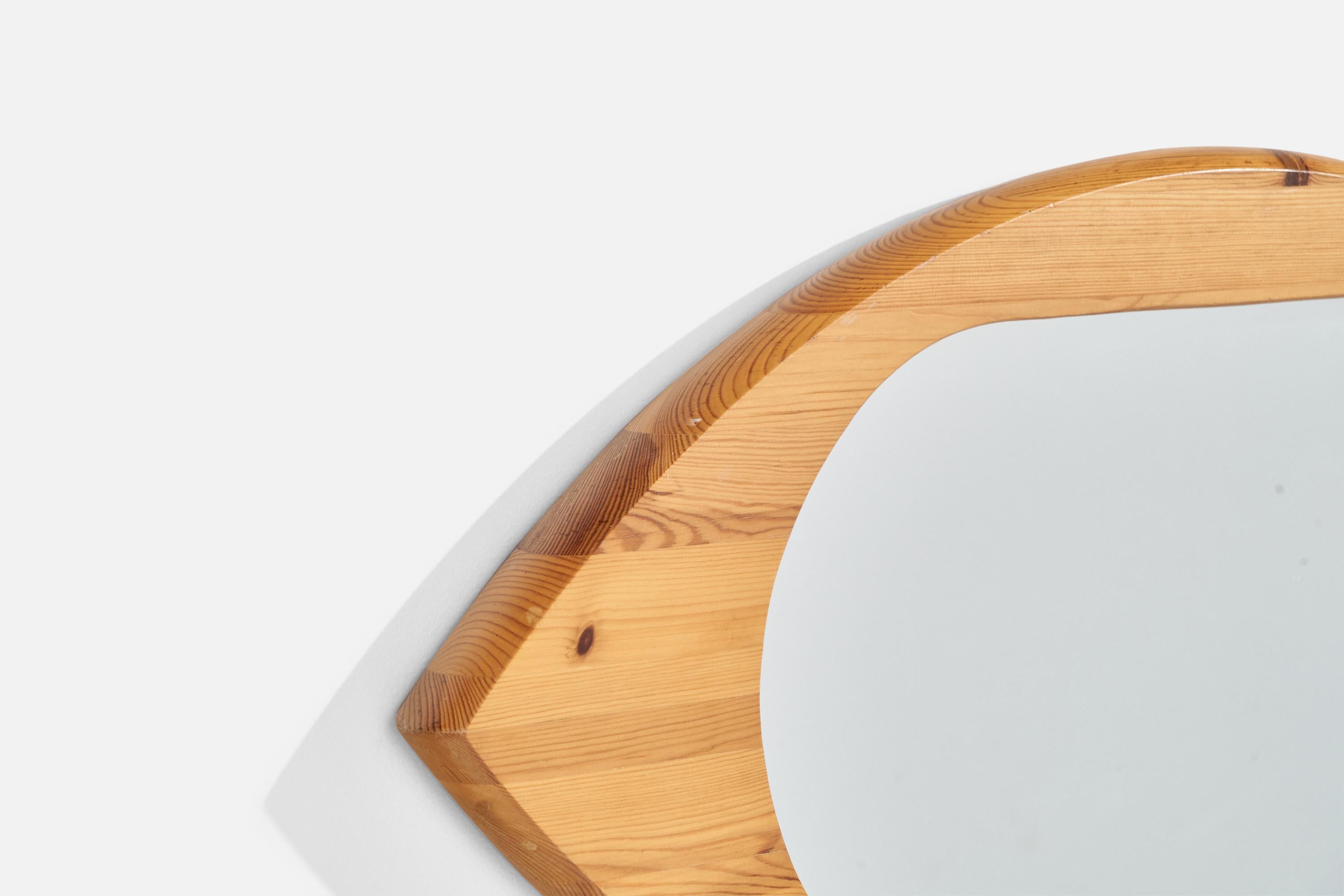 Late 20th Century Swedish Designer, Wall Mirror, Pine, Sweden, 1970s For Sale