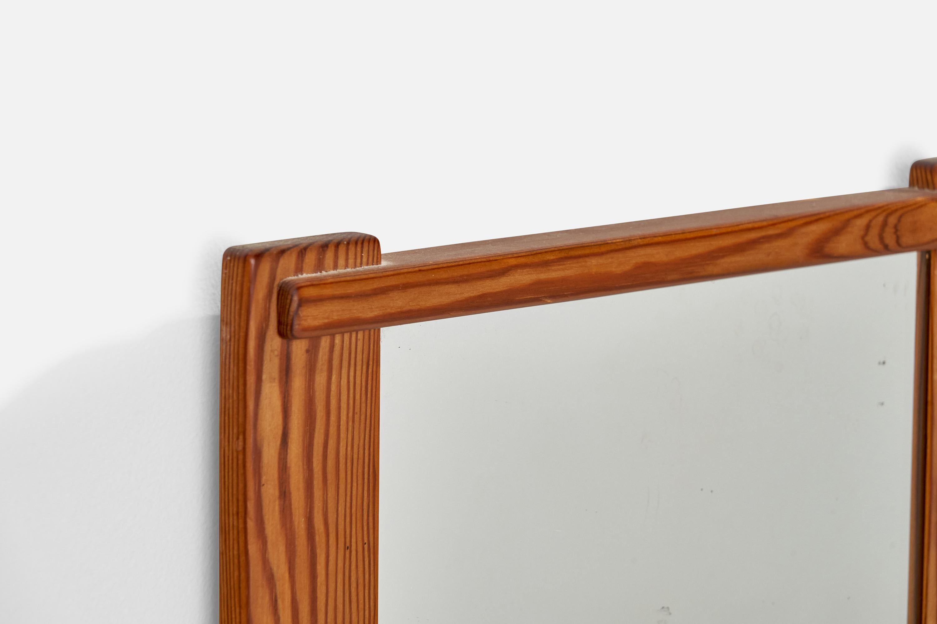 Swedish Designer, Wall Mirror, Pine, Sweden, 1970s For Sale 1